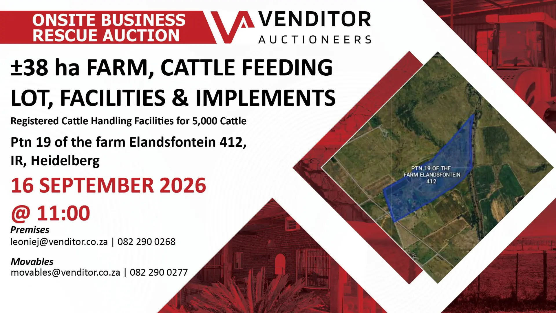 Venditor Business Rescue Auction: ±38 Ha Cattle Feedlot Farm &amp; Implements | 16 September 2026 | Heidelberg 