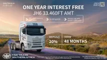 One year INTEREST FREE | JH6 33.460FT-AMT | FAW Trucks Southern Africa