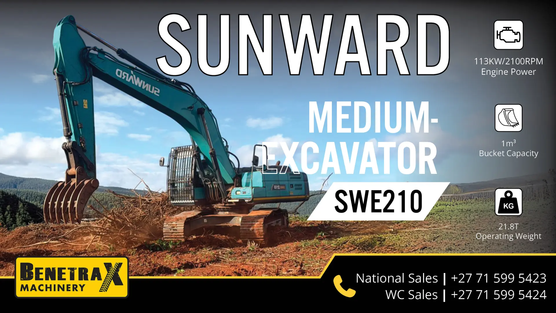 Take on demanding excavation work with the Sunward SWE210 | Benetrax Machinery