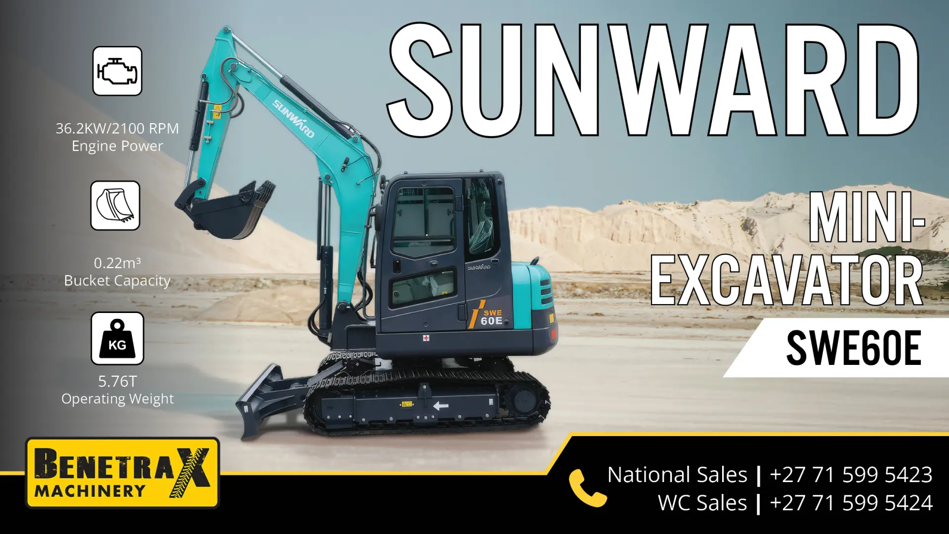Looking for a compact excavator that means business? Meet the Sunward SWE60E from Benetrax
