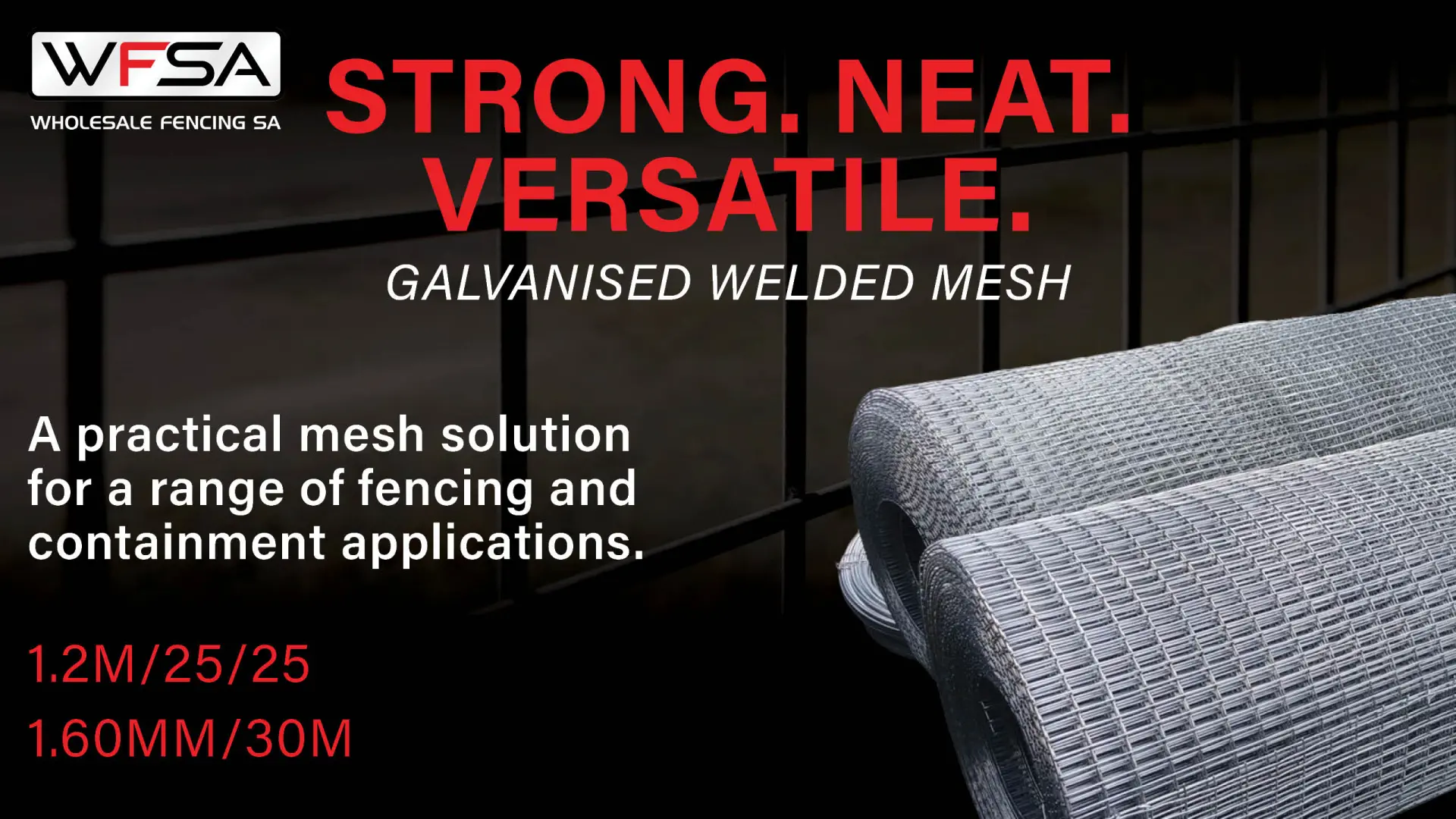 Galvanised Welded Mesh (1.2m x 30m, 1.60mm / 25x25mm) | Wholesale Fencing