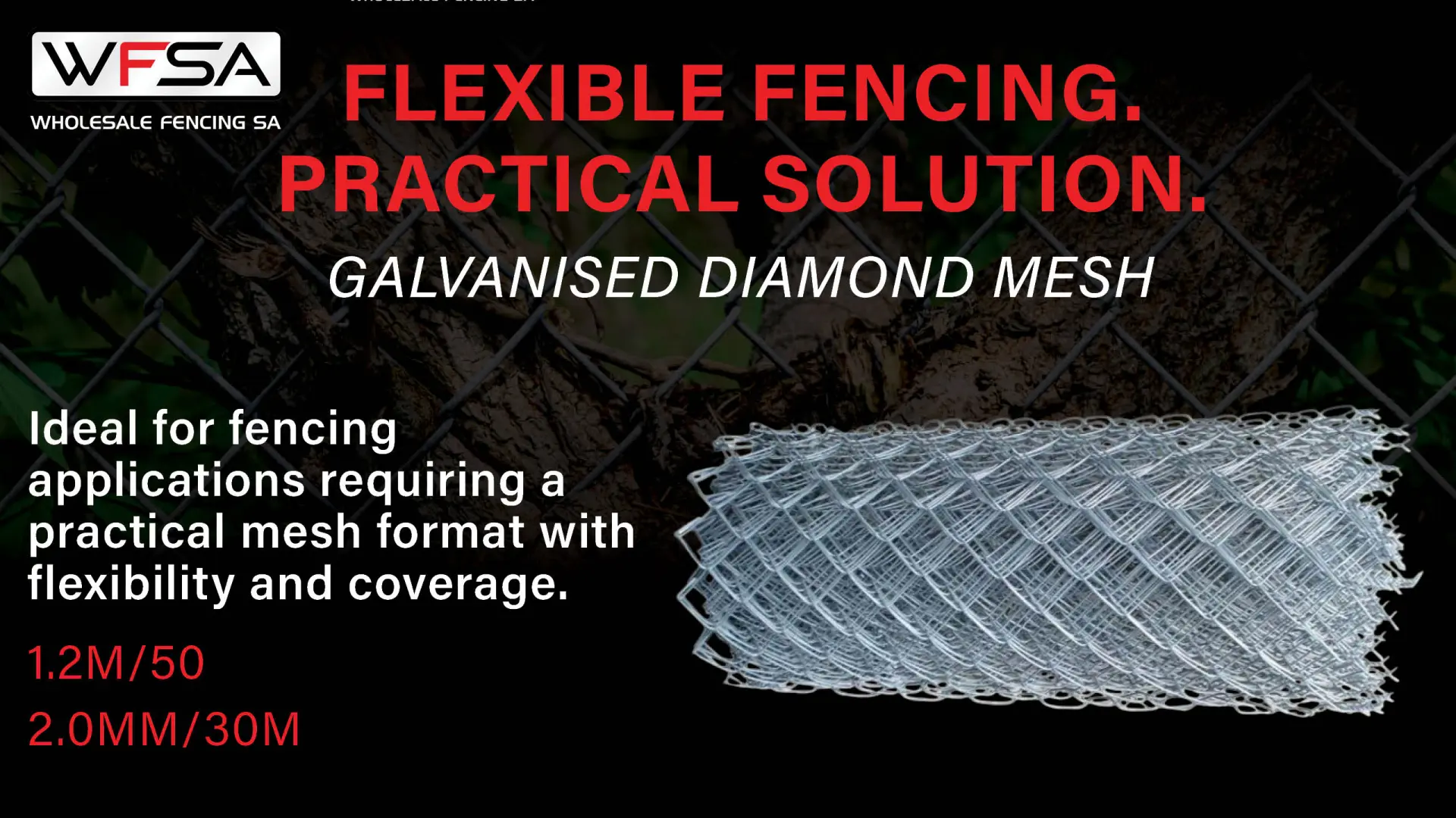 Reliable Perimeter Security with Galvanised Diamond Mesh (1.2m/50 – 2.0mm/30m) | Wholesale Fencing
