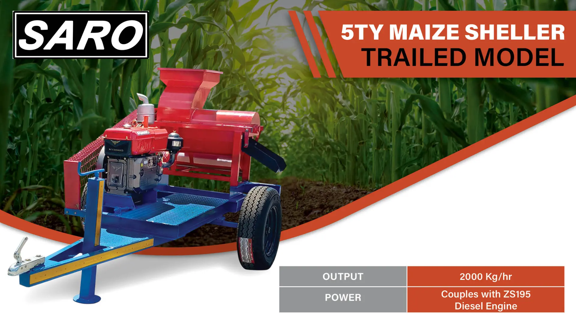 Shell Up to 2,000 kg/Hr with the Saro 5TY Trailed Maize Sheller | Saro Agro 