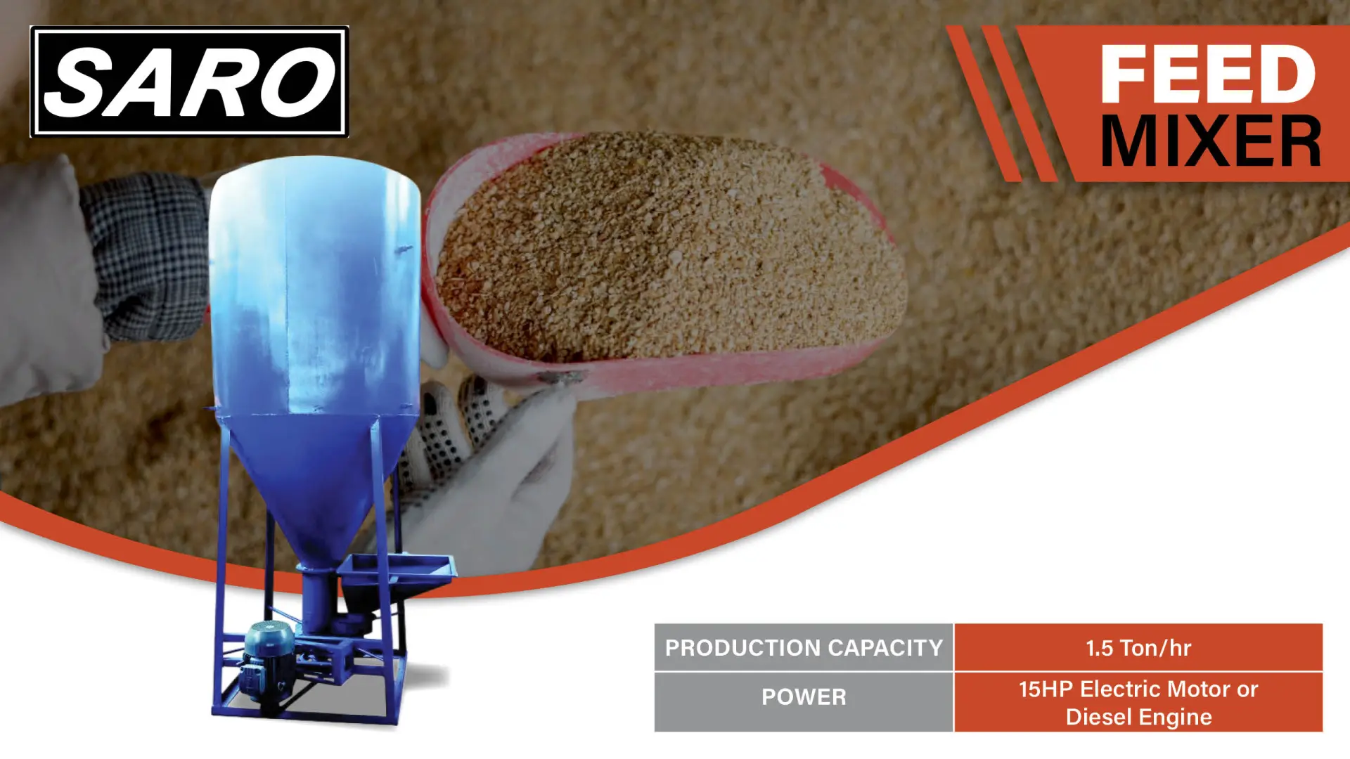 Dual-Power Flexibility: Saro 15HP Electric or Diesel Feed Mixer | Saro Agro 