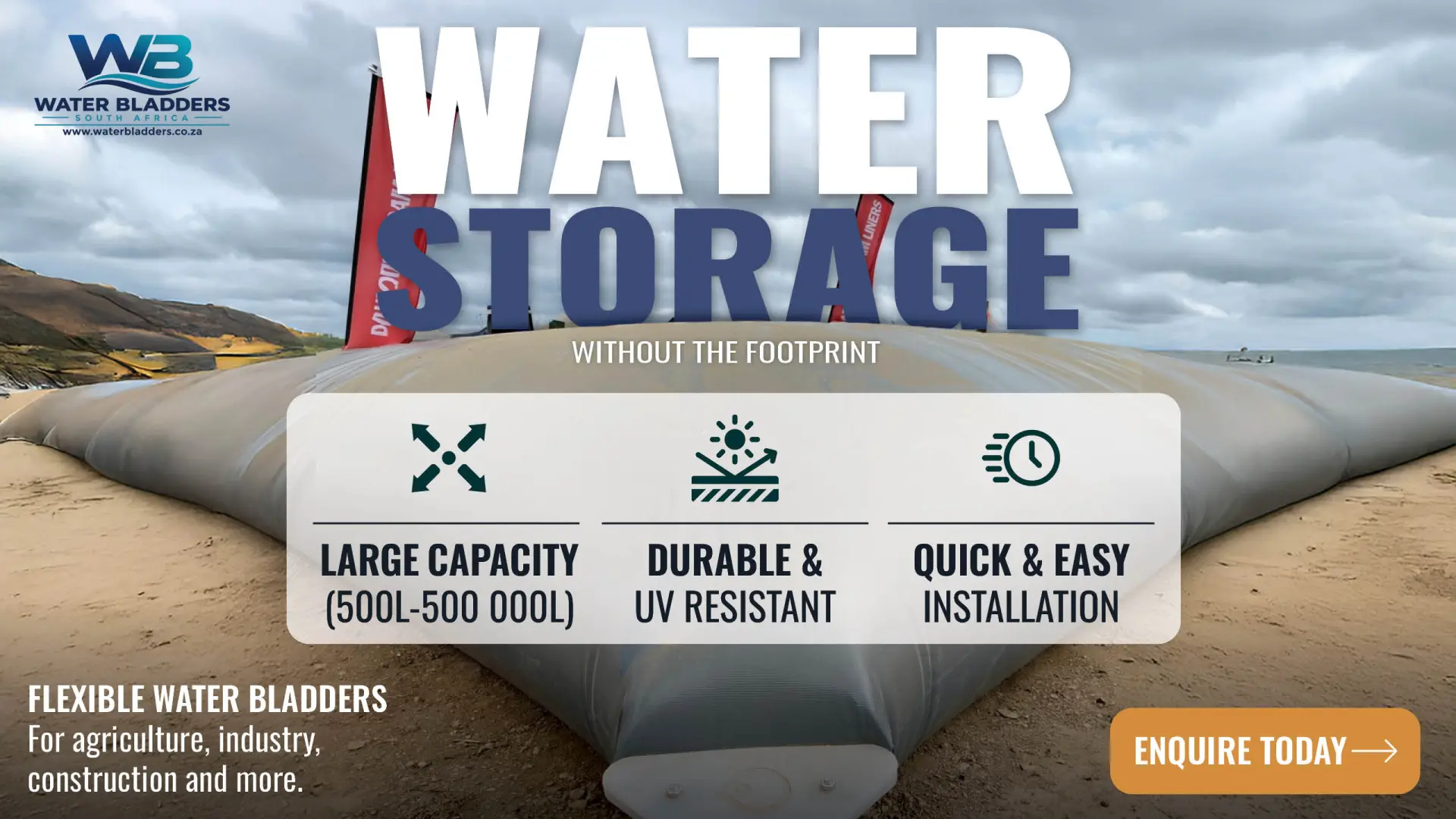 UV-resistant water bladders up to 500,000L | Get your quote today!
