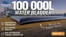 Water storage in hours: 100 000L heavy-duty water bladders | Enquire now