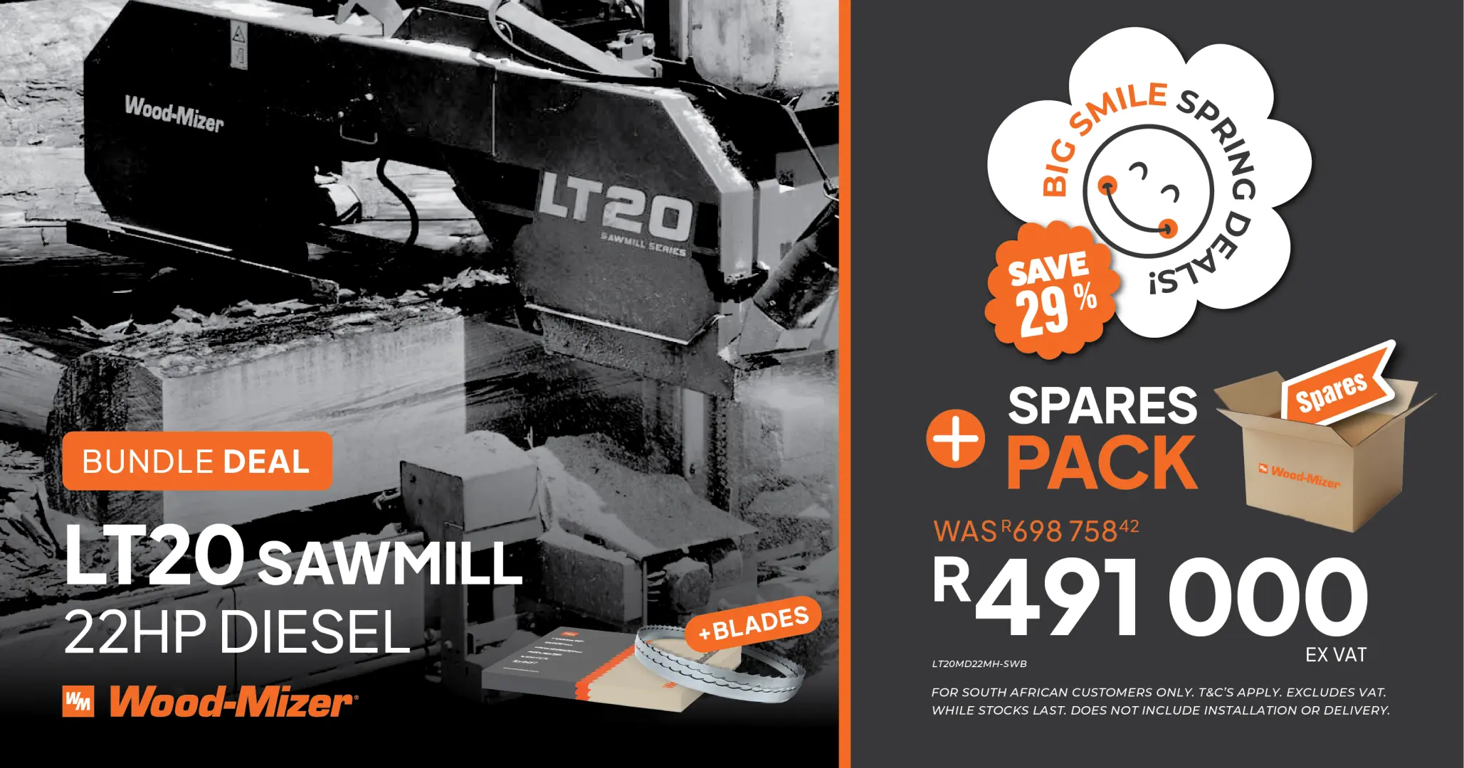 BIG SMILE SPRING DEALS! | LT20 SAWMILL 22HP DIESEL - Bundle Deal (+Blades &amp; Spares Pack) | Wood-Mizer