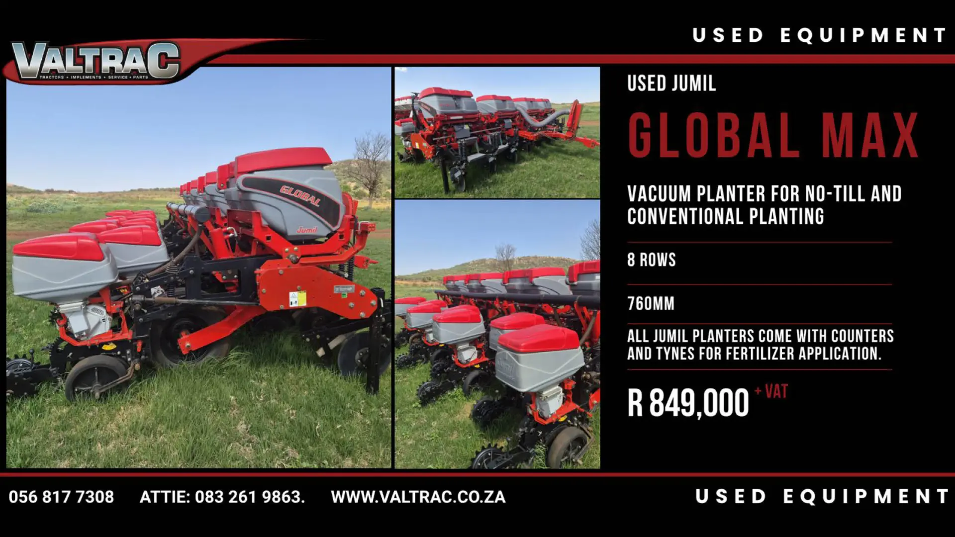 Used Jumil Global Max | No-till vacuum planter 8-rows | Valtrac
