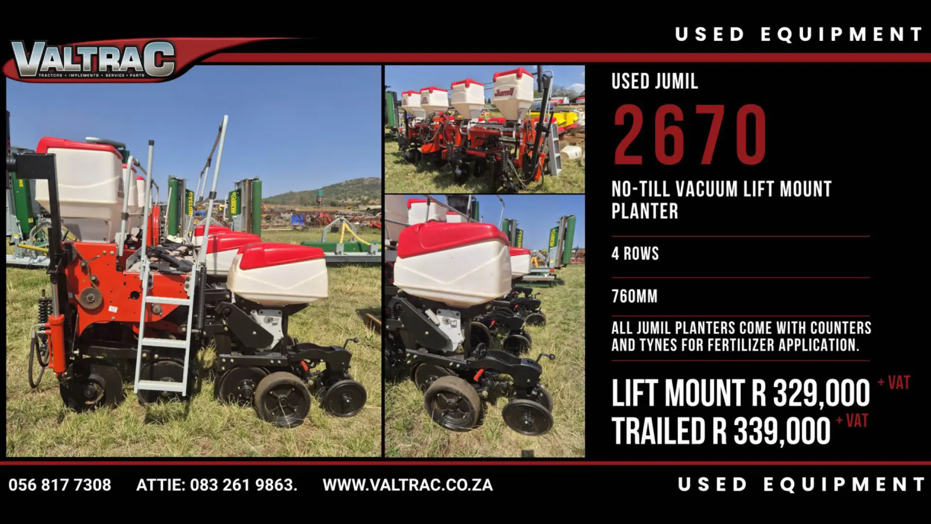 Used Jumil 2670 | No-till vacuum lift mount planter 4-rows | Valtrac