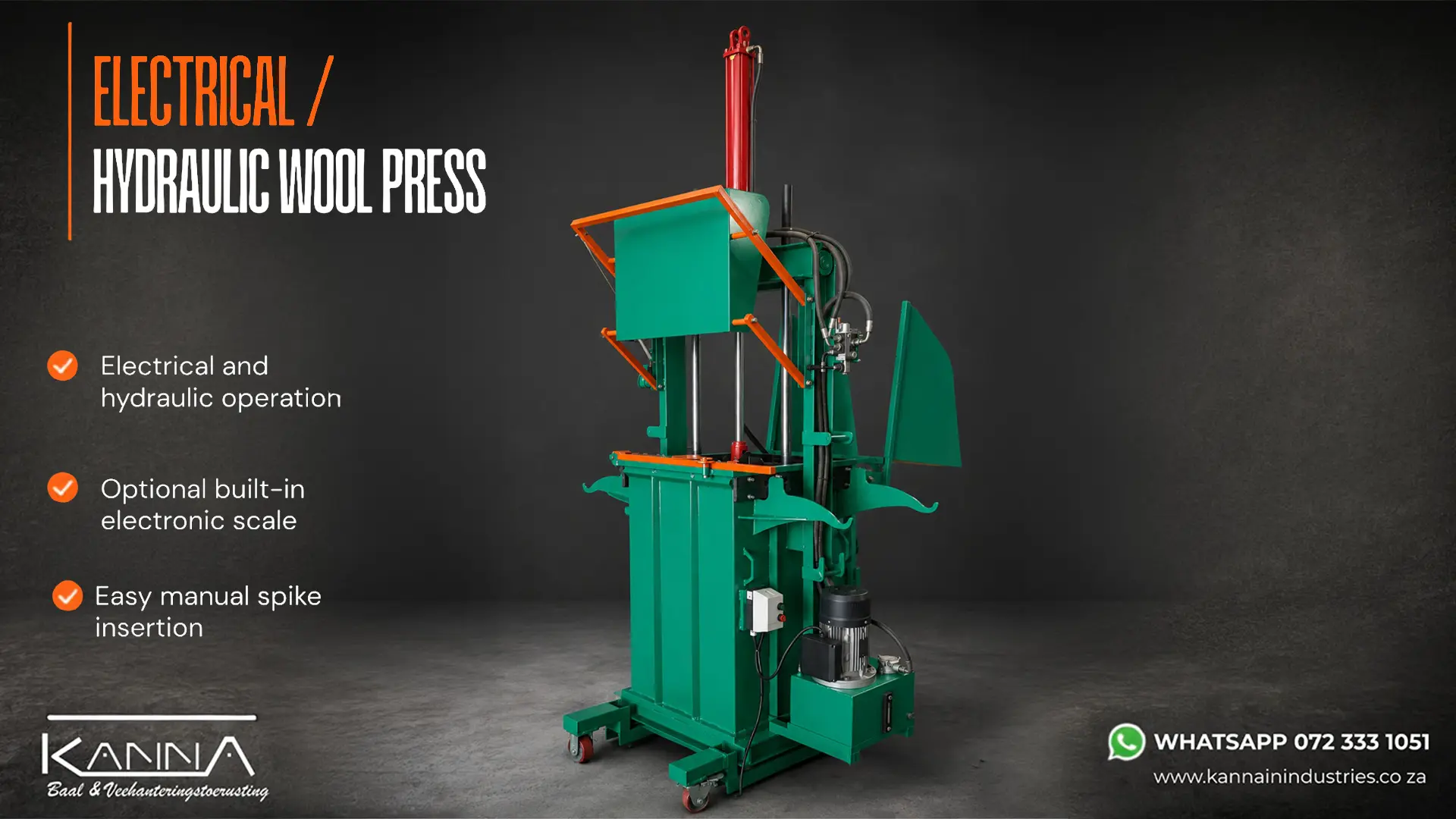 Electrical / hydraulic wool press | Kanna Industries