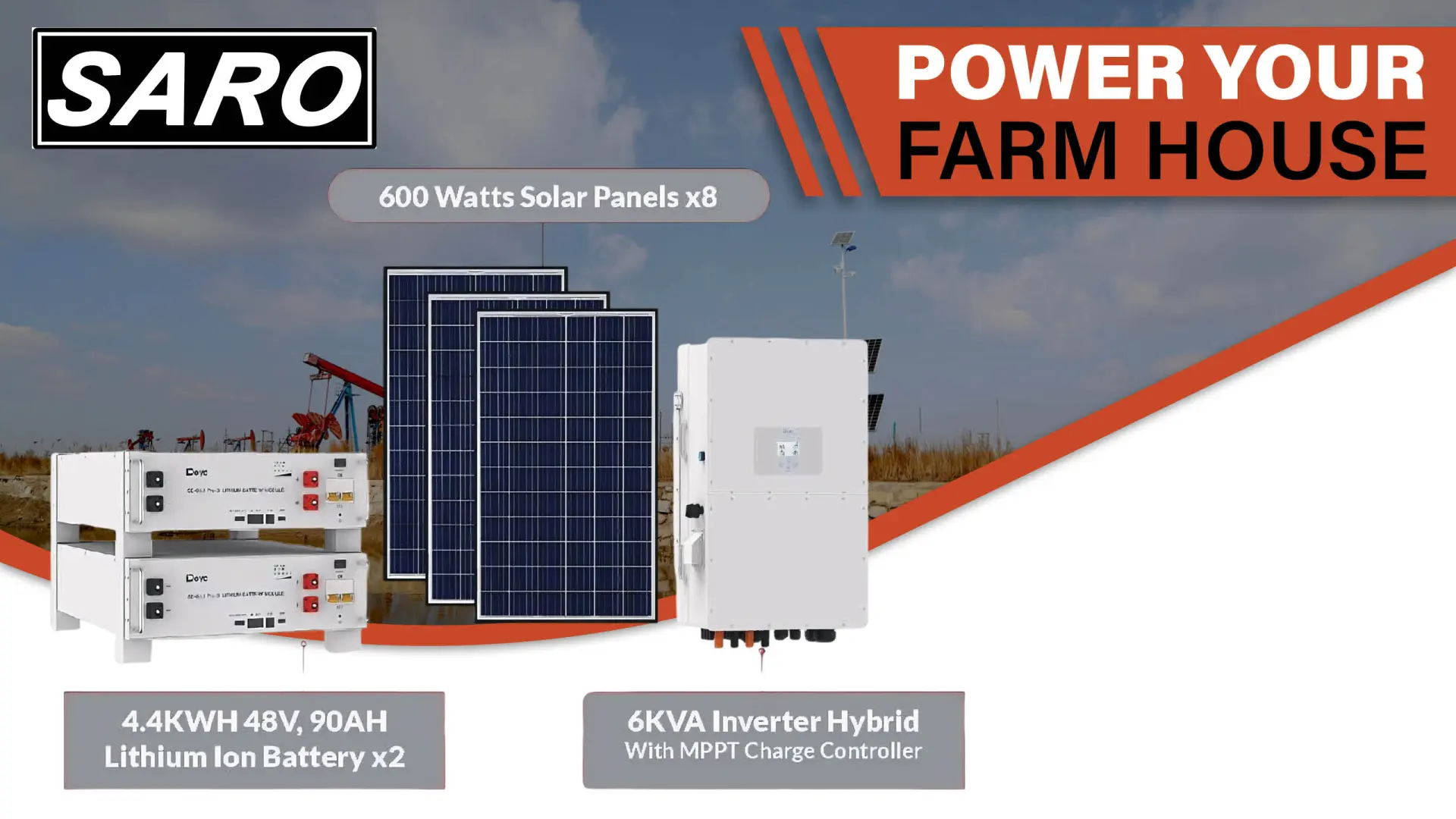 6KVA Hybrid Inverter System with 4.8kW Solar Array &amp; Lithium Storage | Saro Agro 