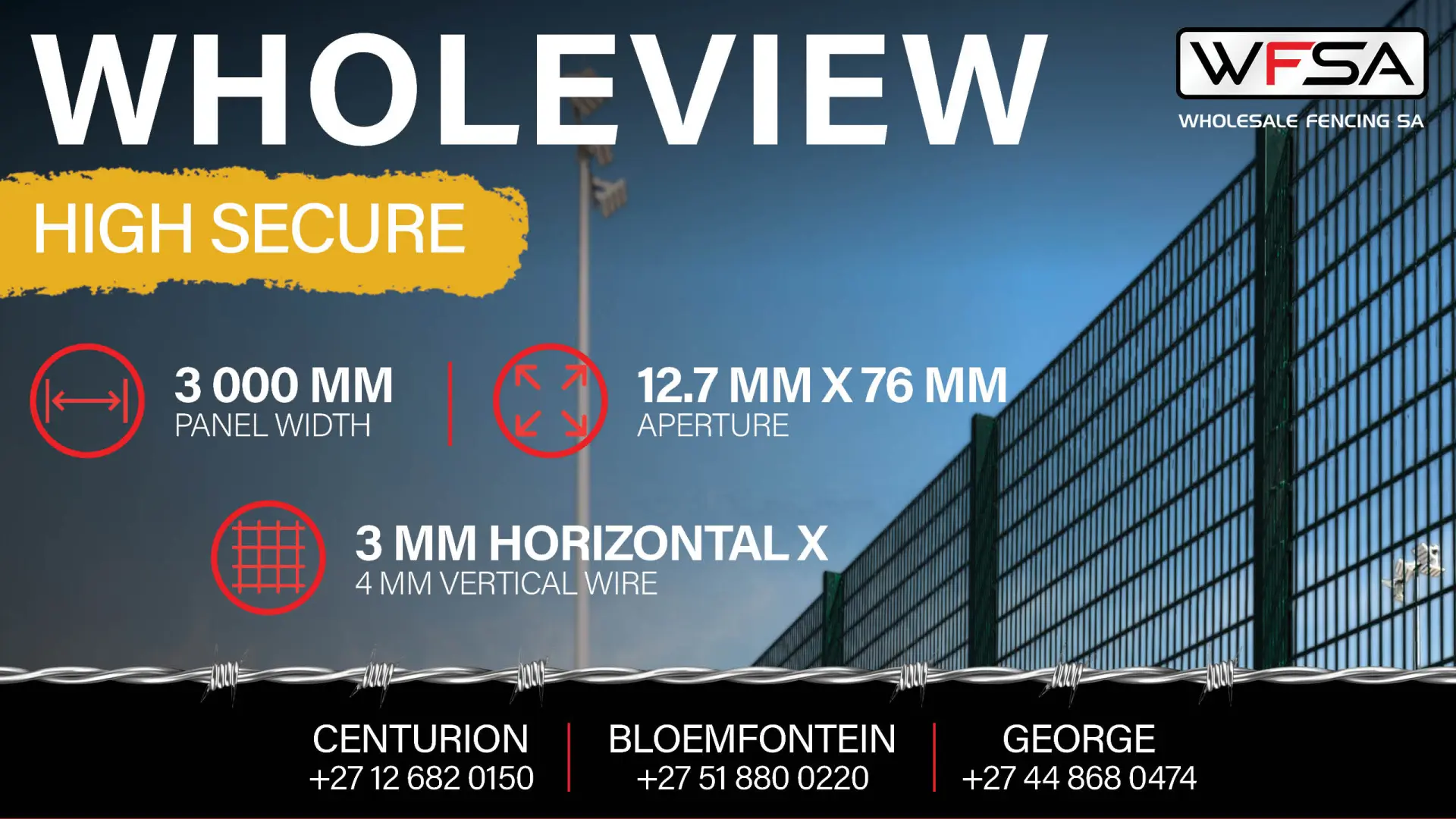 WHOLEVIEW High Secure – Fencing Panels | 3 mm horizontal x 4 mm vertical wire | Wholesale Fencing