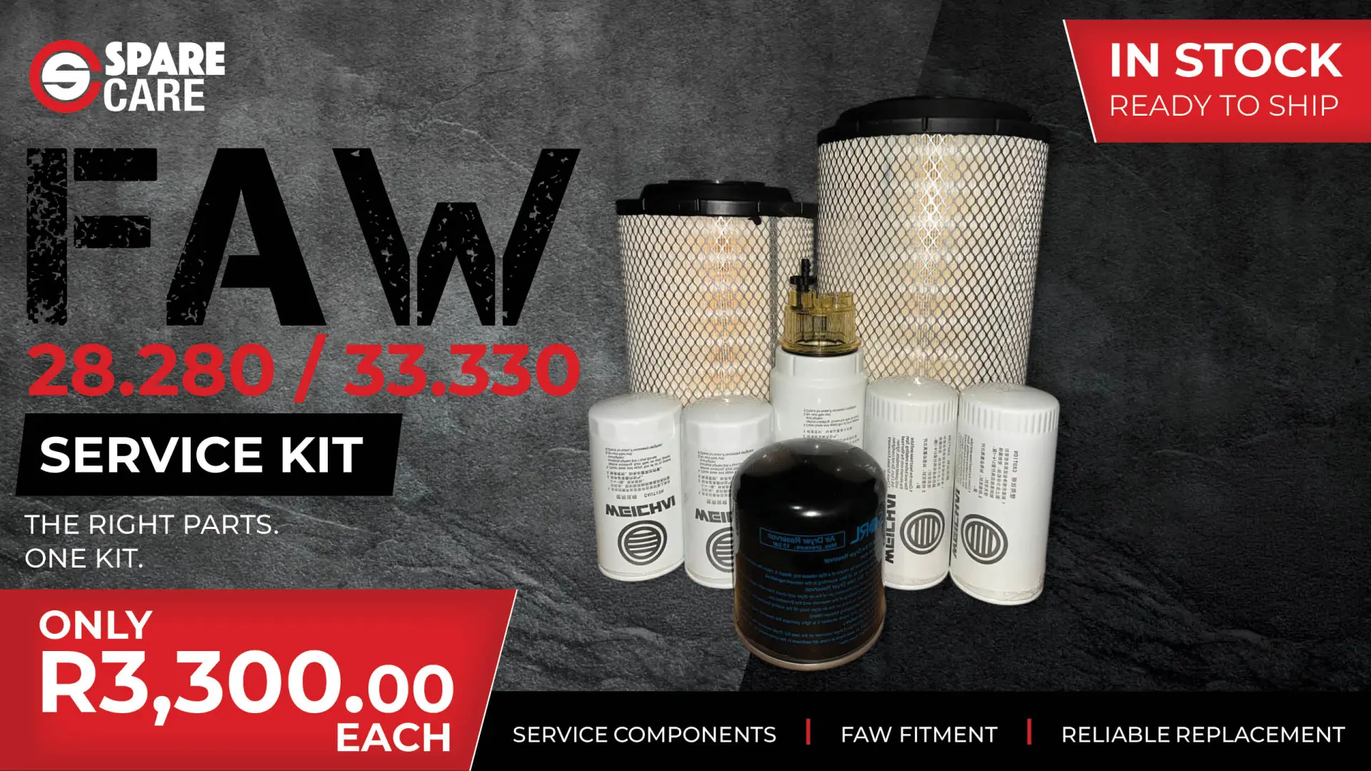 One kit. Total protection. Unbeatable price: FAW 28.280 / 33.330 service kits ready to ship