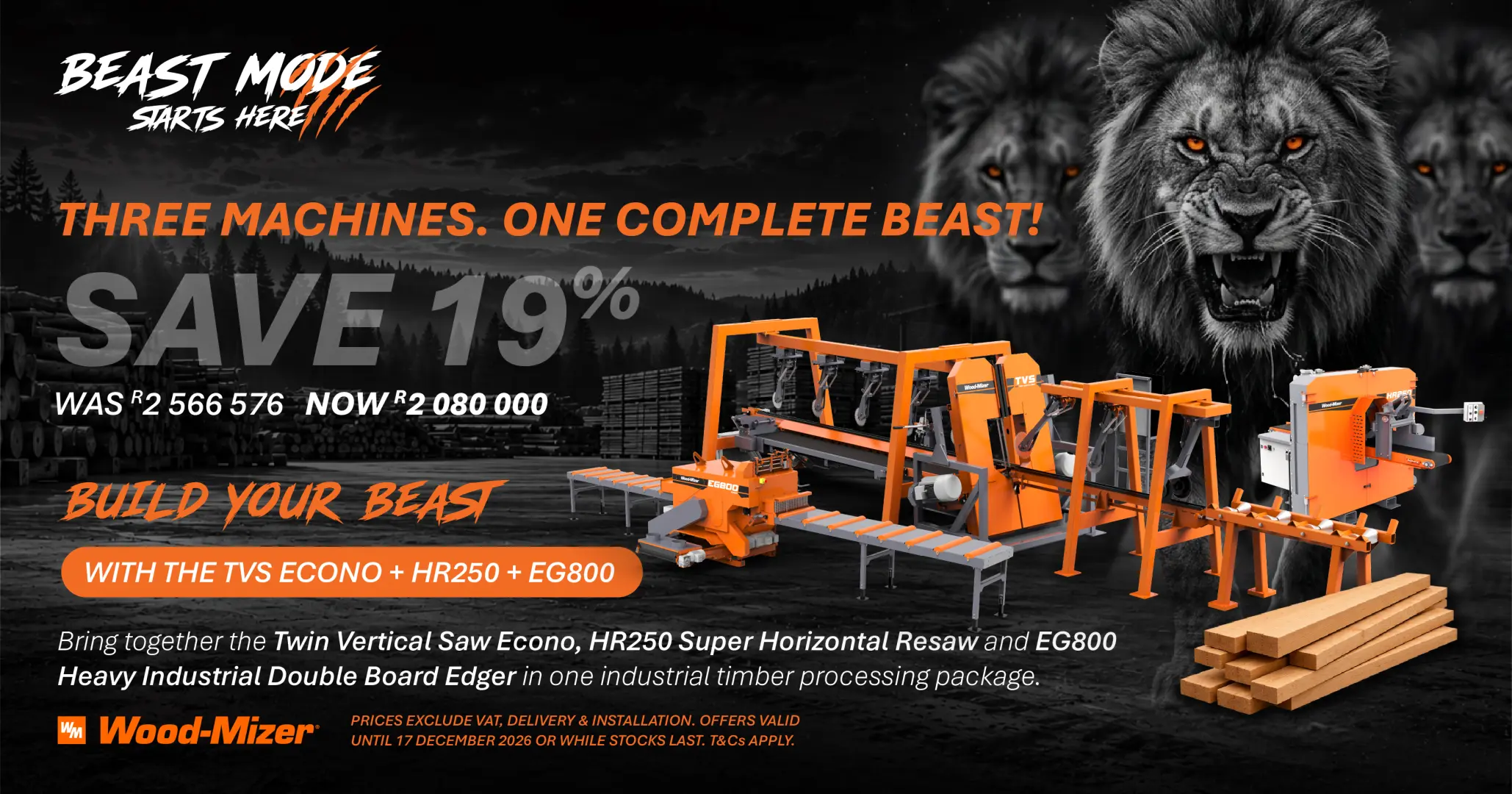 Three Machines, One Complete Beast! | TVS Econo + HR250 + EG800 Bundle Deal (Save 19%) | Wood-Mizer