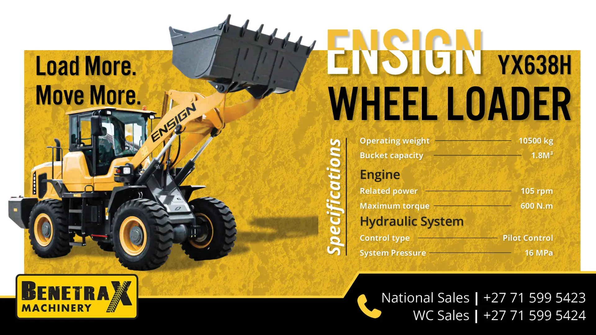 Ensign YX638H Wheel loader | Load more. Move more. 