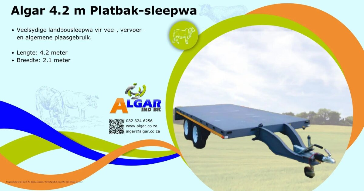 Algar 4.2 m deck over wheel trailer | Algar 4.2 m platbak-sleepwa ...