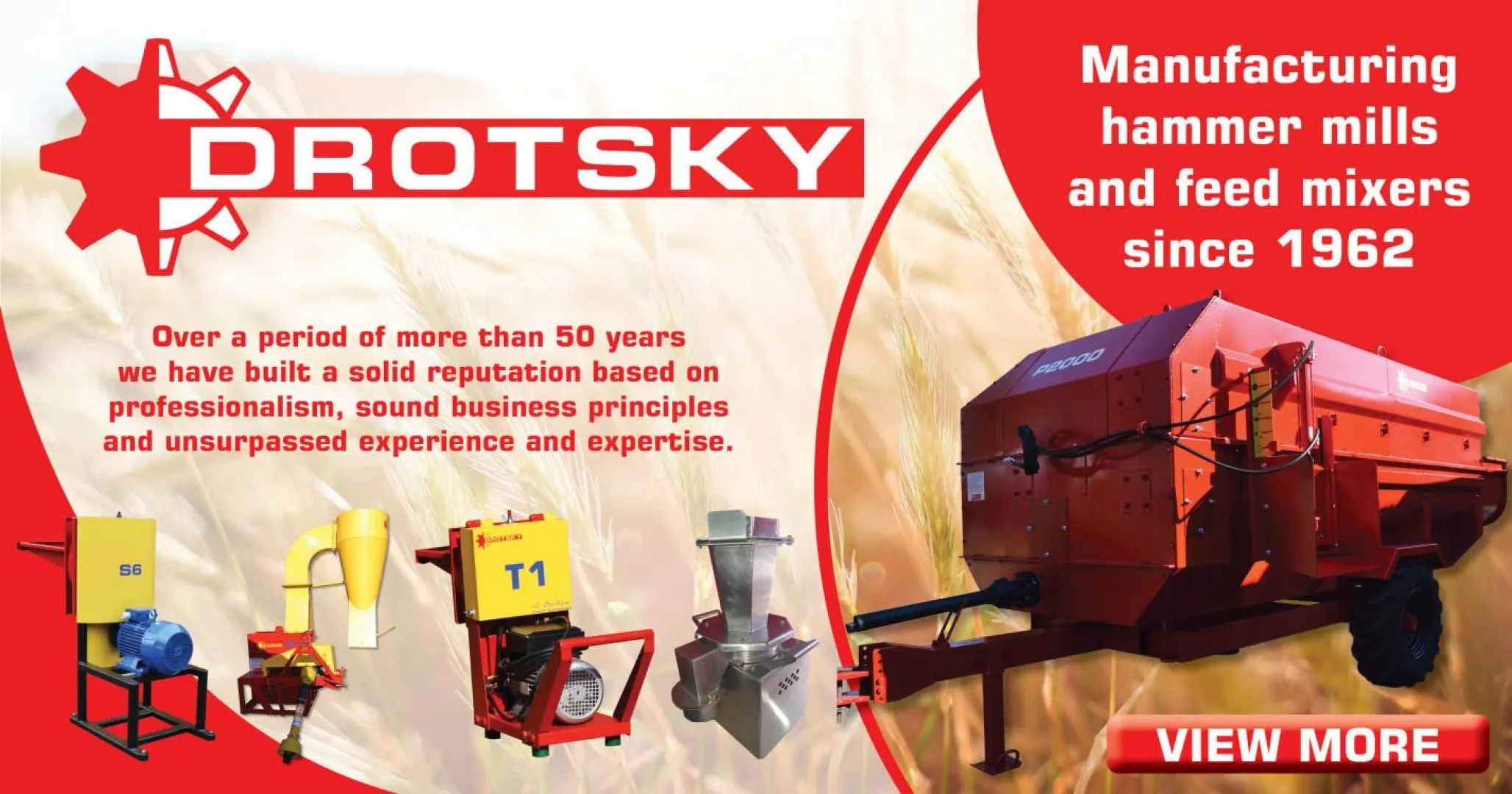 Manufacturing hammer mills and feed mixers since 1962 | Drotsky