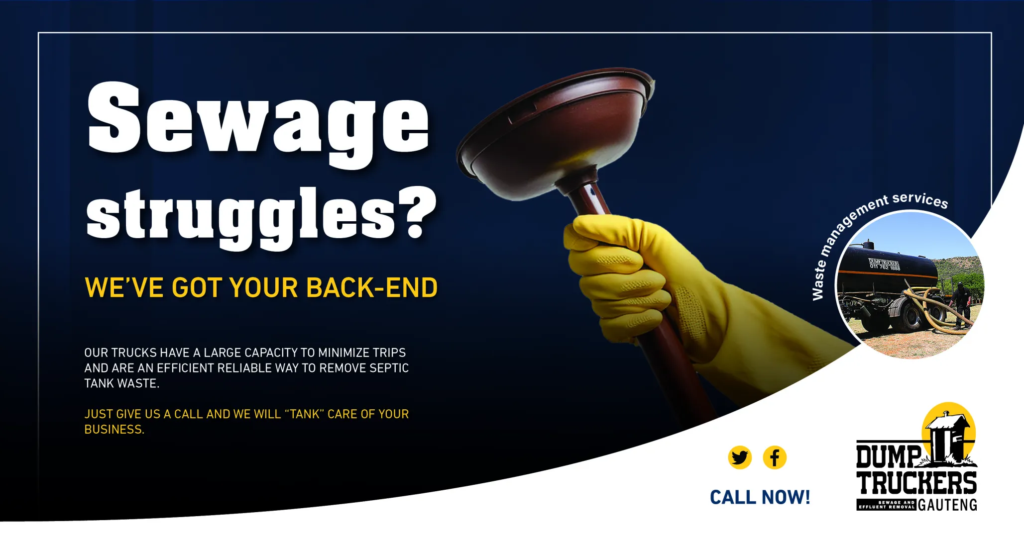 Sewage struggles?  | We’ve got your back-end | Dump Truckers