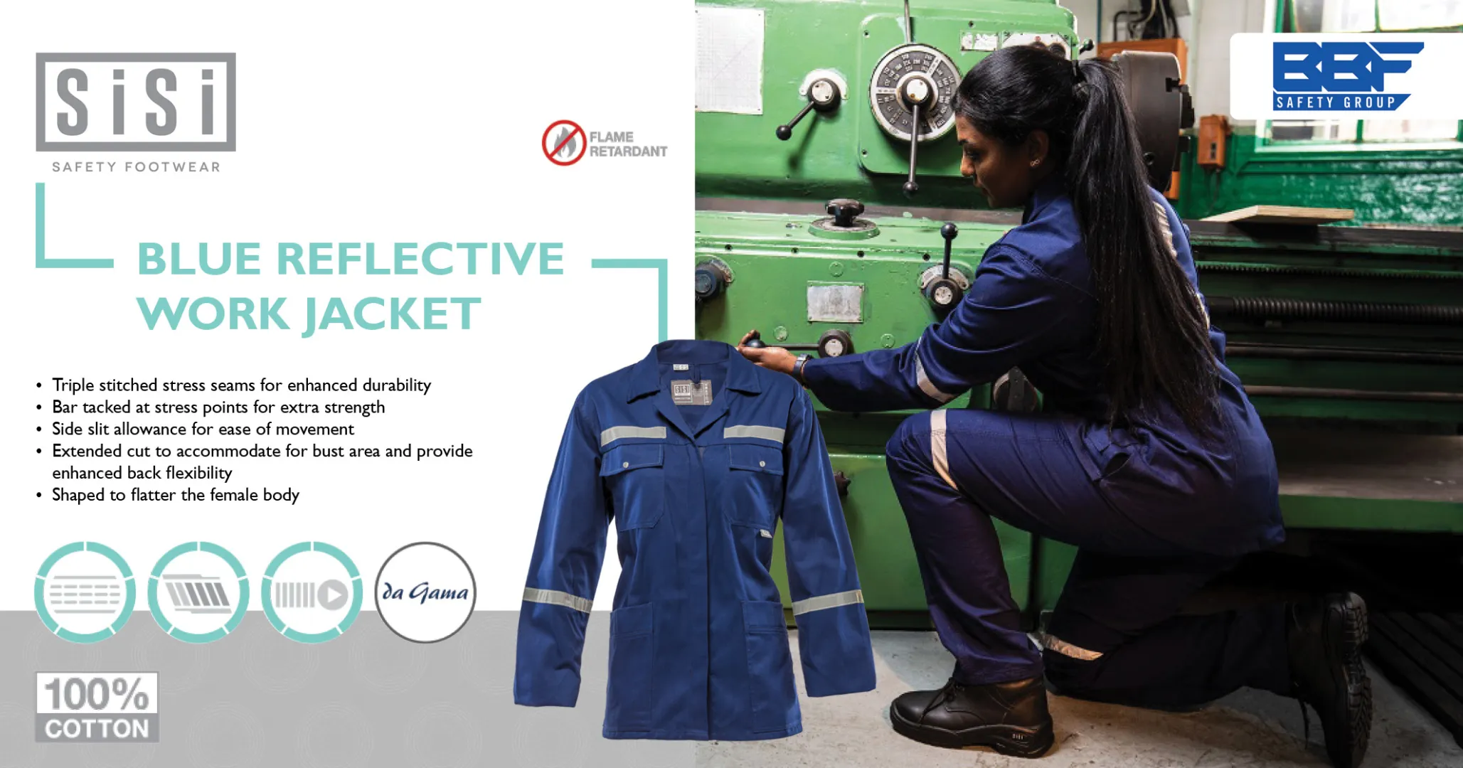 SiSi safety wear | Blue reflective work jacket | BBF Safety Group