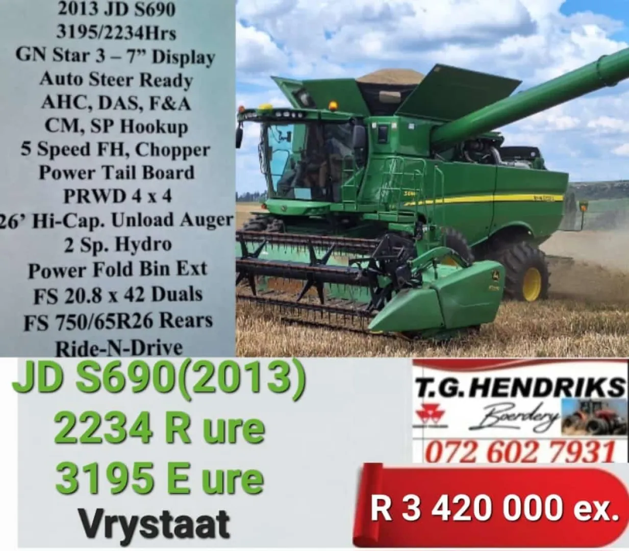 2013 John Deere S 690 | T.G Hendriks boerdery