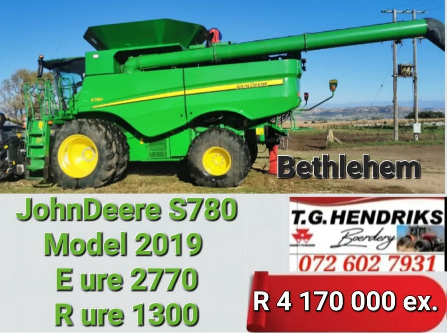 2019 John Deere S780 | T.G Hendriks boerdery
