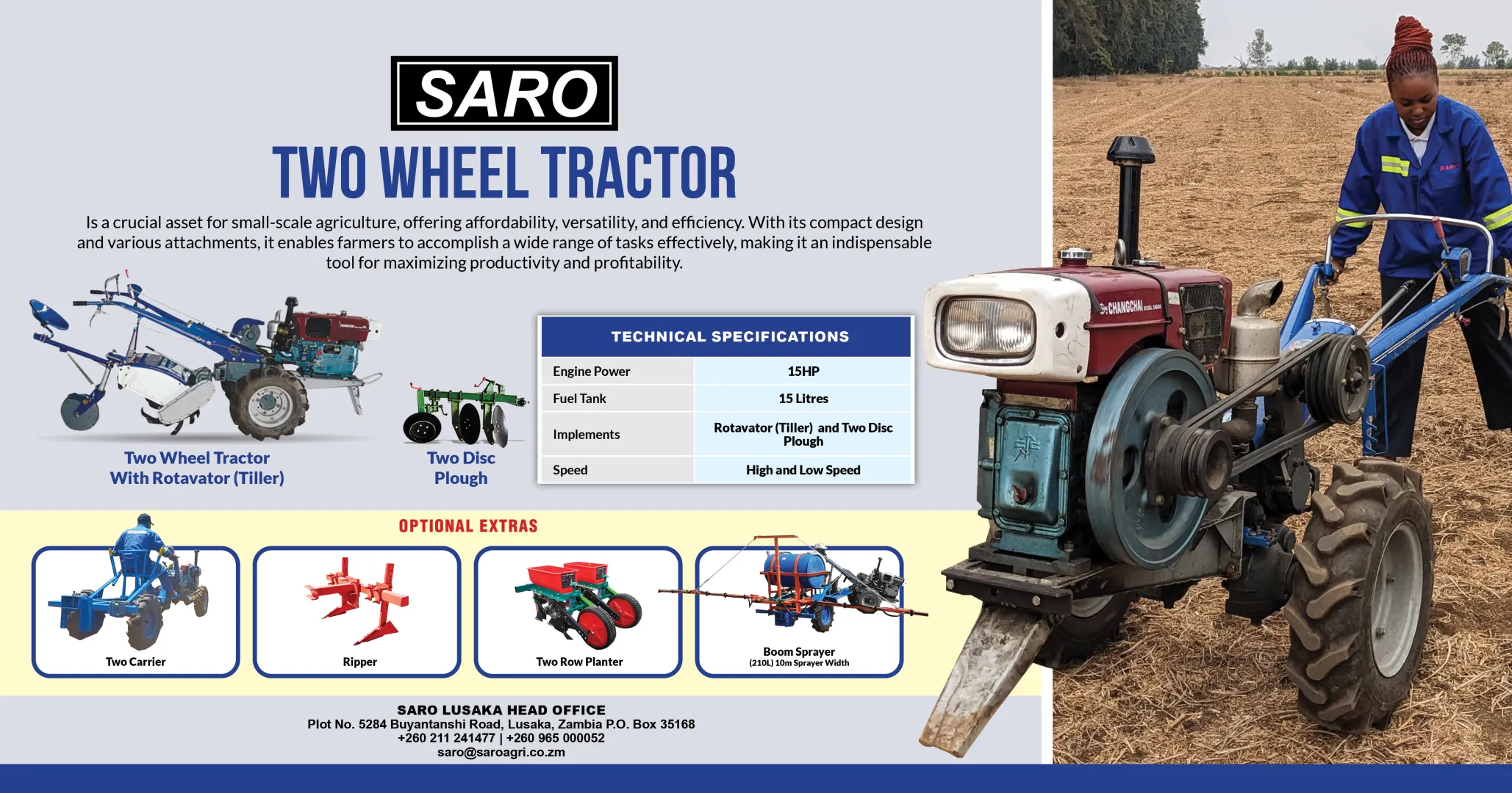 Two wheel tractor offering affordability, versatility and efficiency | Saro Agro