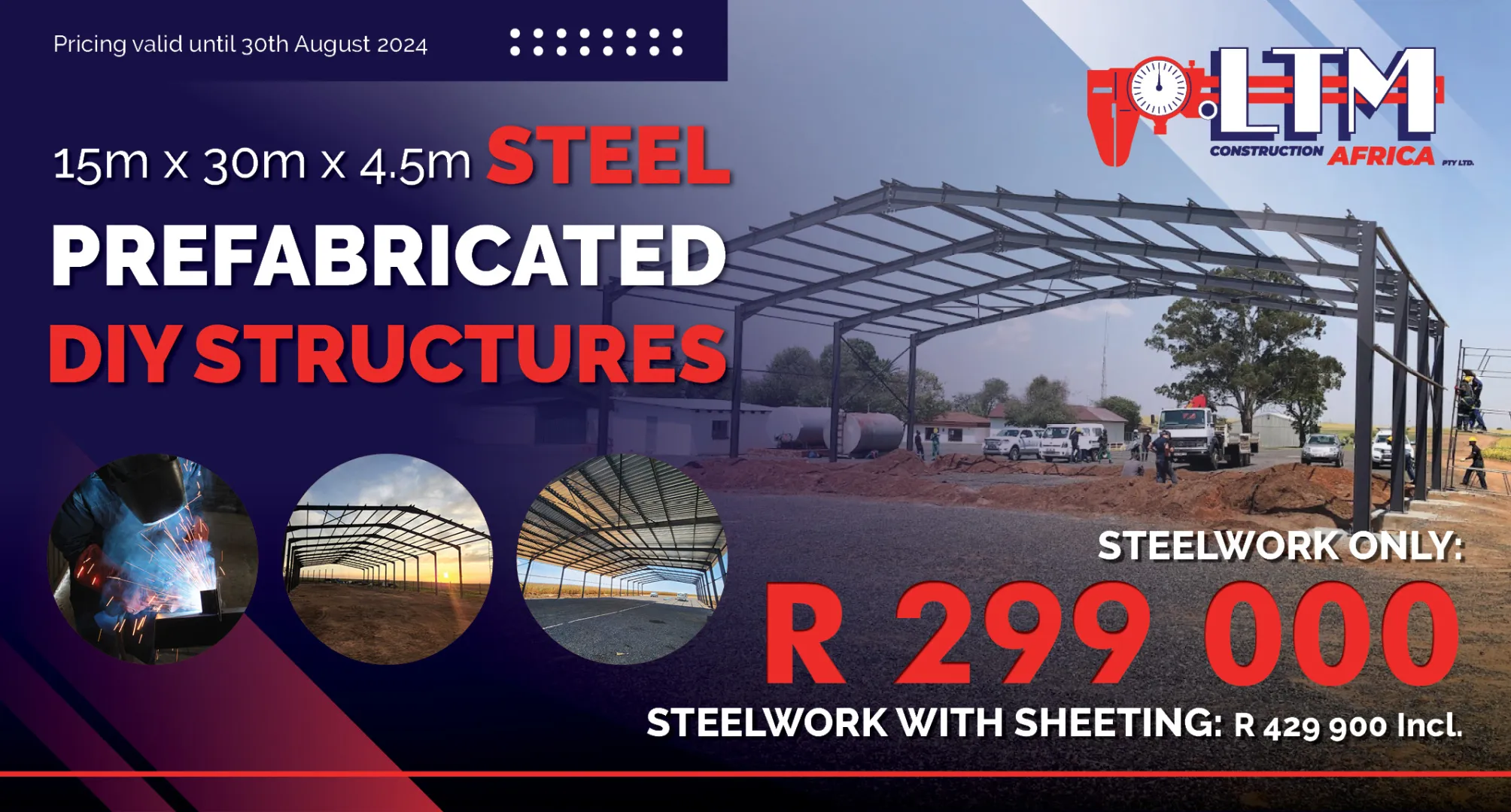 Steel prefabricated DIY structures | 15m x 30m x 4.5m | LTM Engineering &amp; Construction