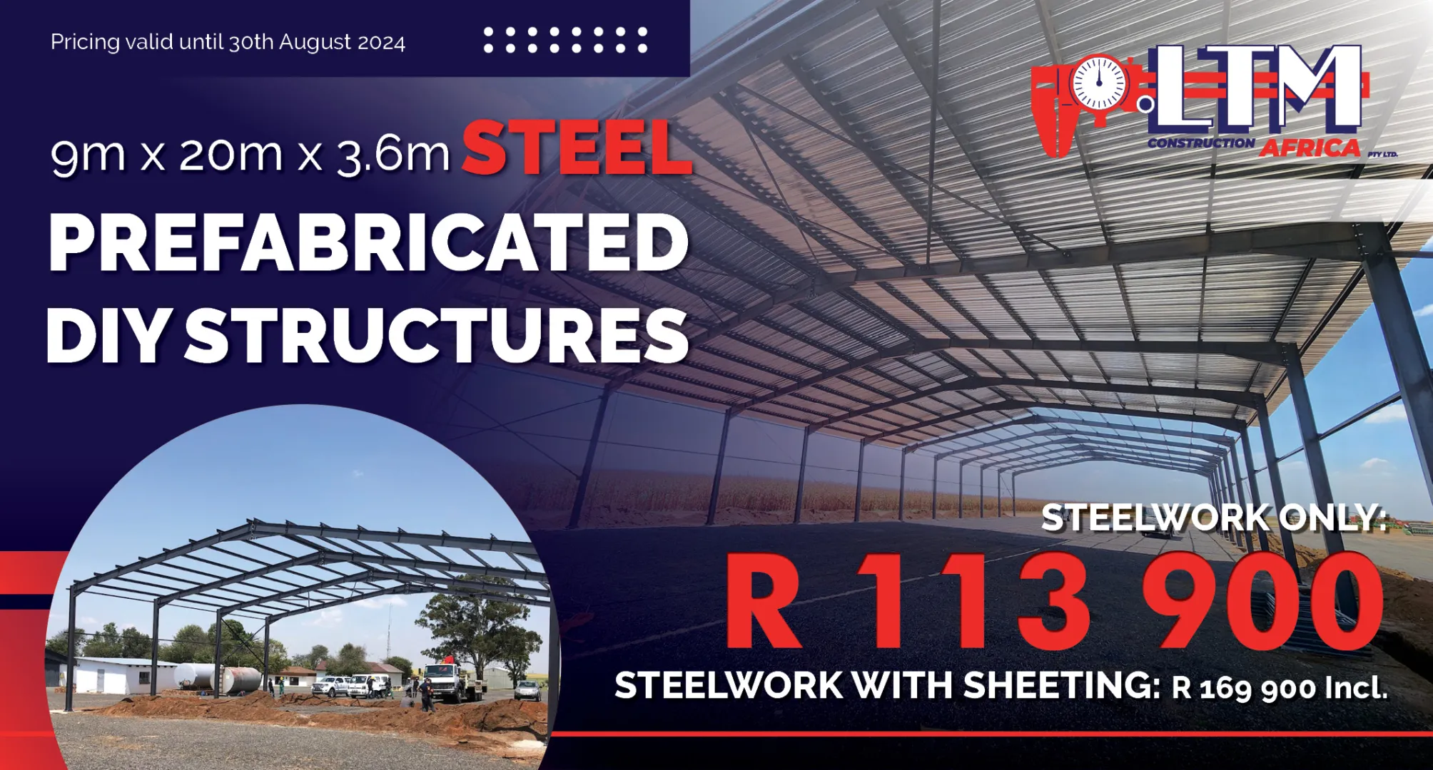 Steel prefabricated DIY structures | 9m x 20m x 3.6m | LTM Engineering &amp; Construction