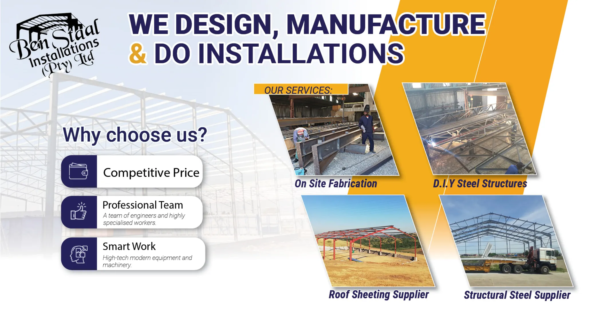 We design, manufacture &amp; do installations for all your steel structure needs | Ben Staal