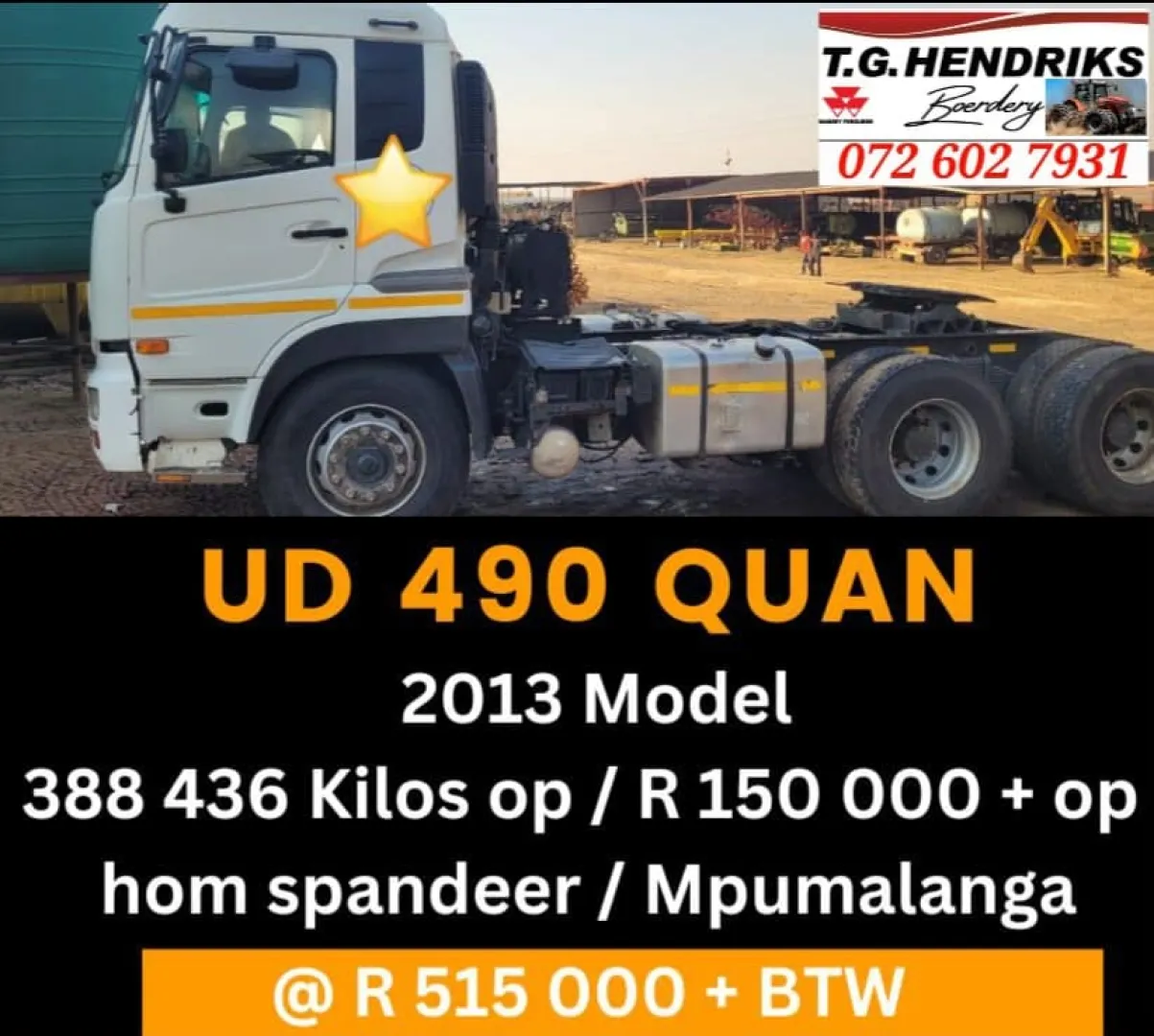 UD 490 QUAN | 2013 Model | T.G Hendriks boerdery