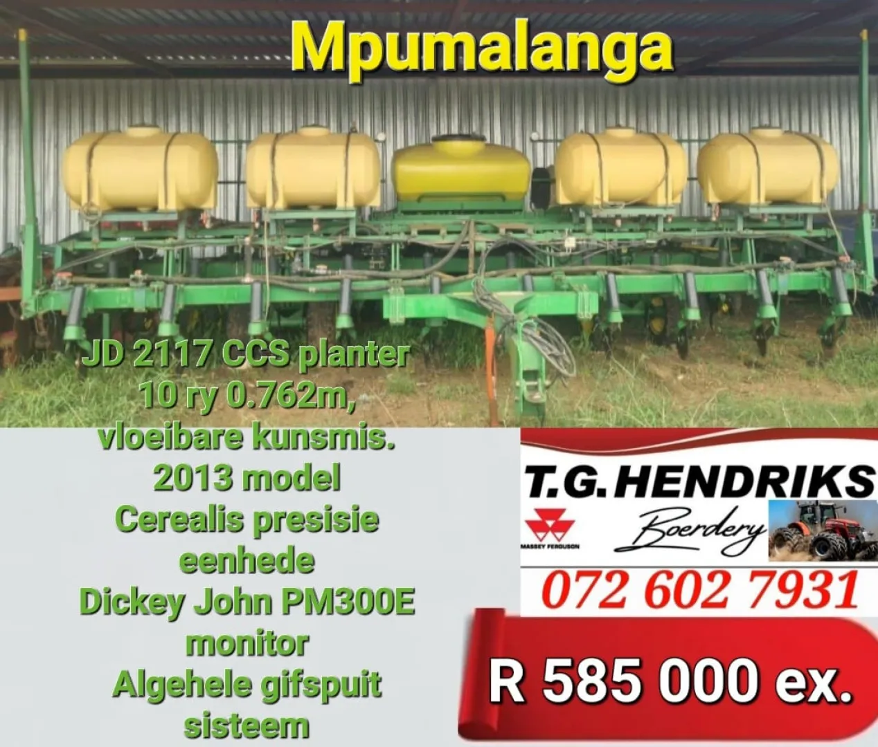 John Deere 2117 CCS Planter | T.G Hendriks boerdery