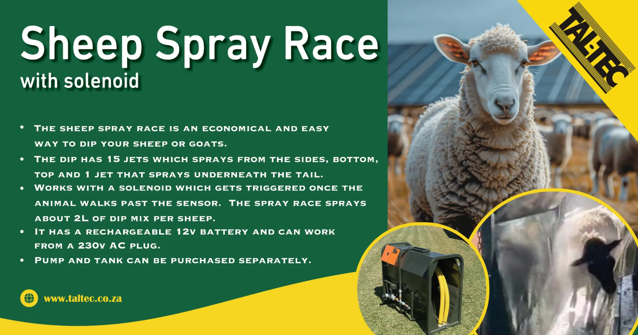 Sheep spray race with solenoid | Tal-Tec