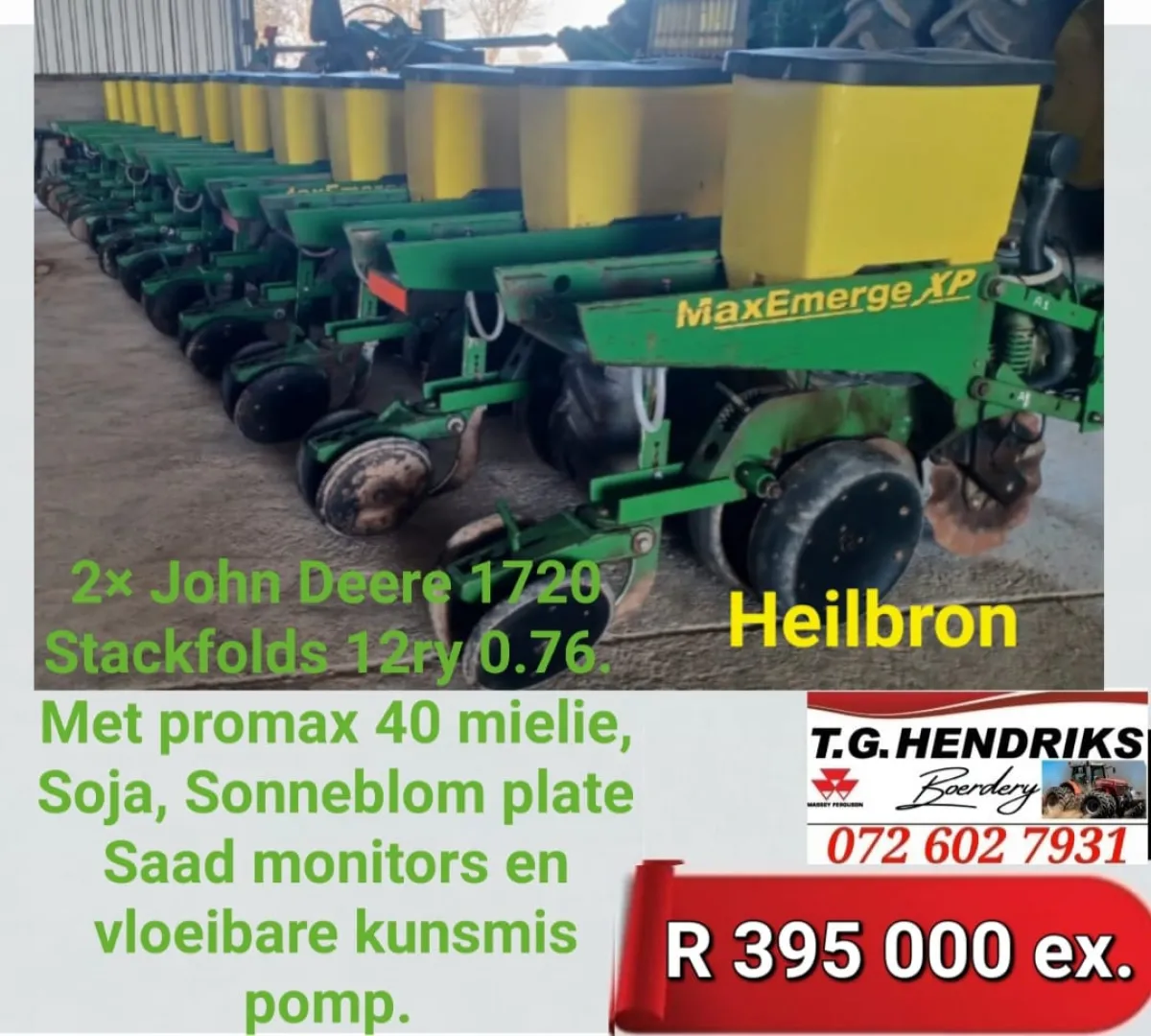 2 x John Deere 1720 Stackfolds 12 ry 0.76 | T.G Hendriks boerdery