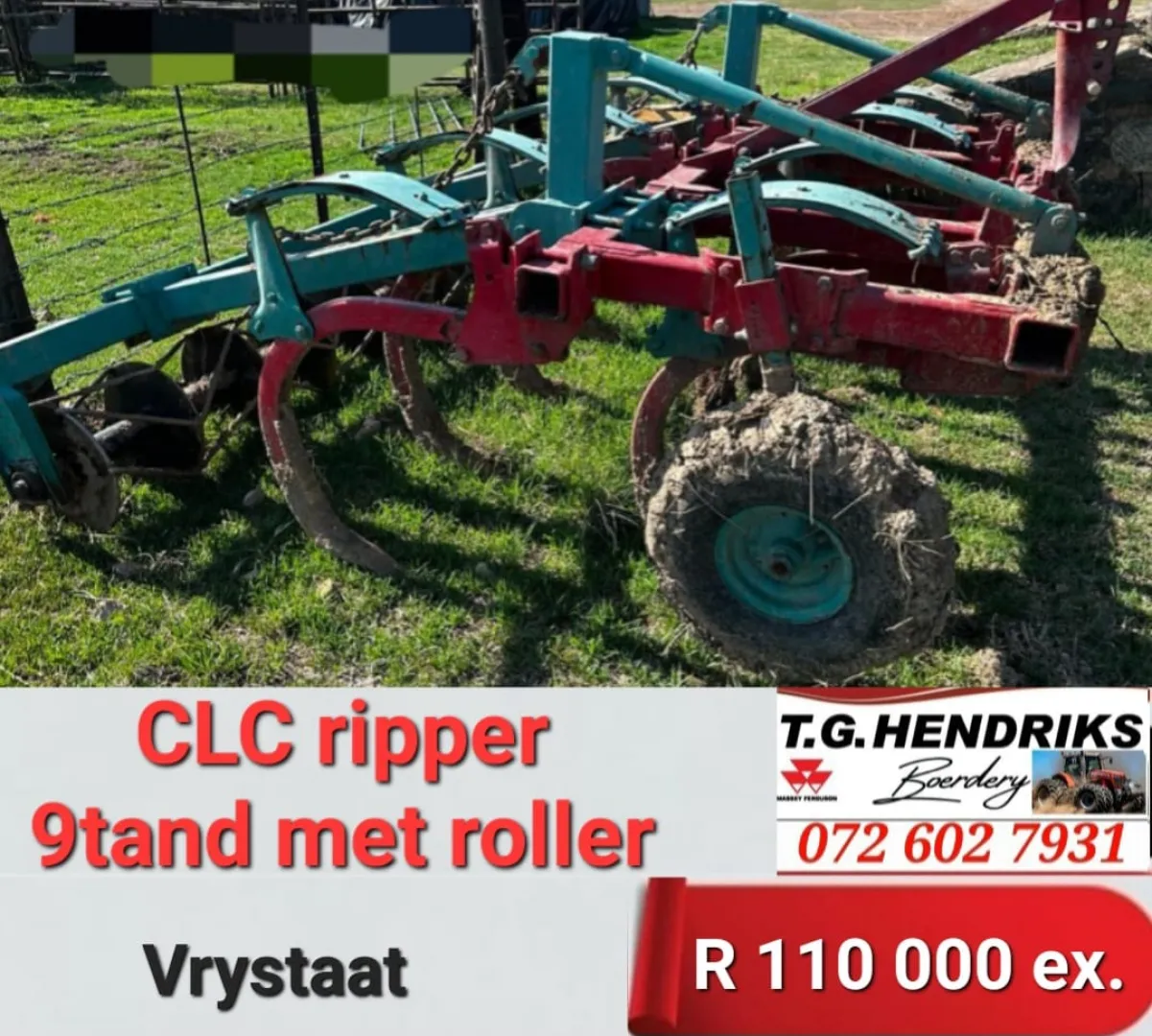 9-Tand CLC ripper met roller | T.G Hendriks boerdery
