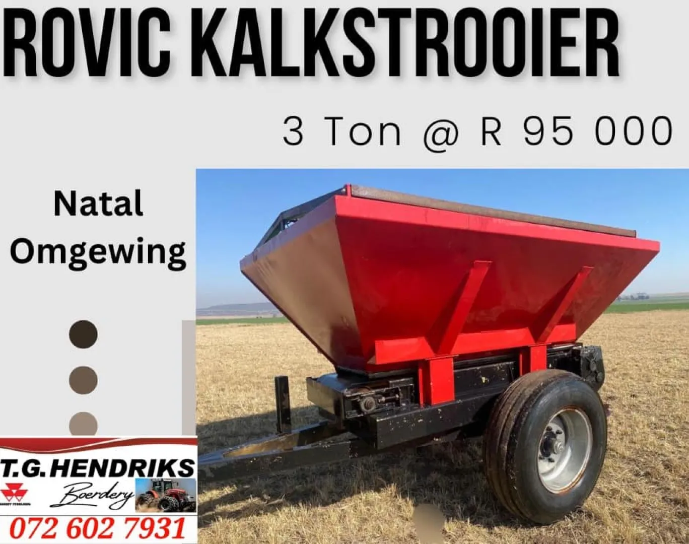 3-Ton Rovic kalkstrooier | T.G Hendriks boerdery