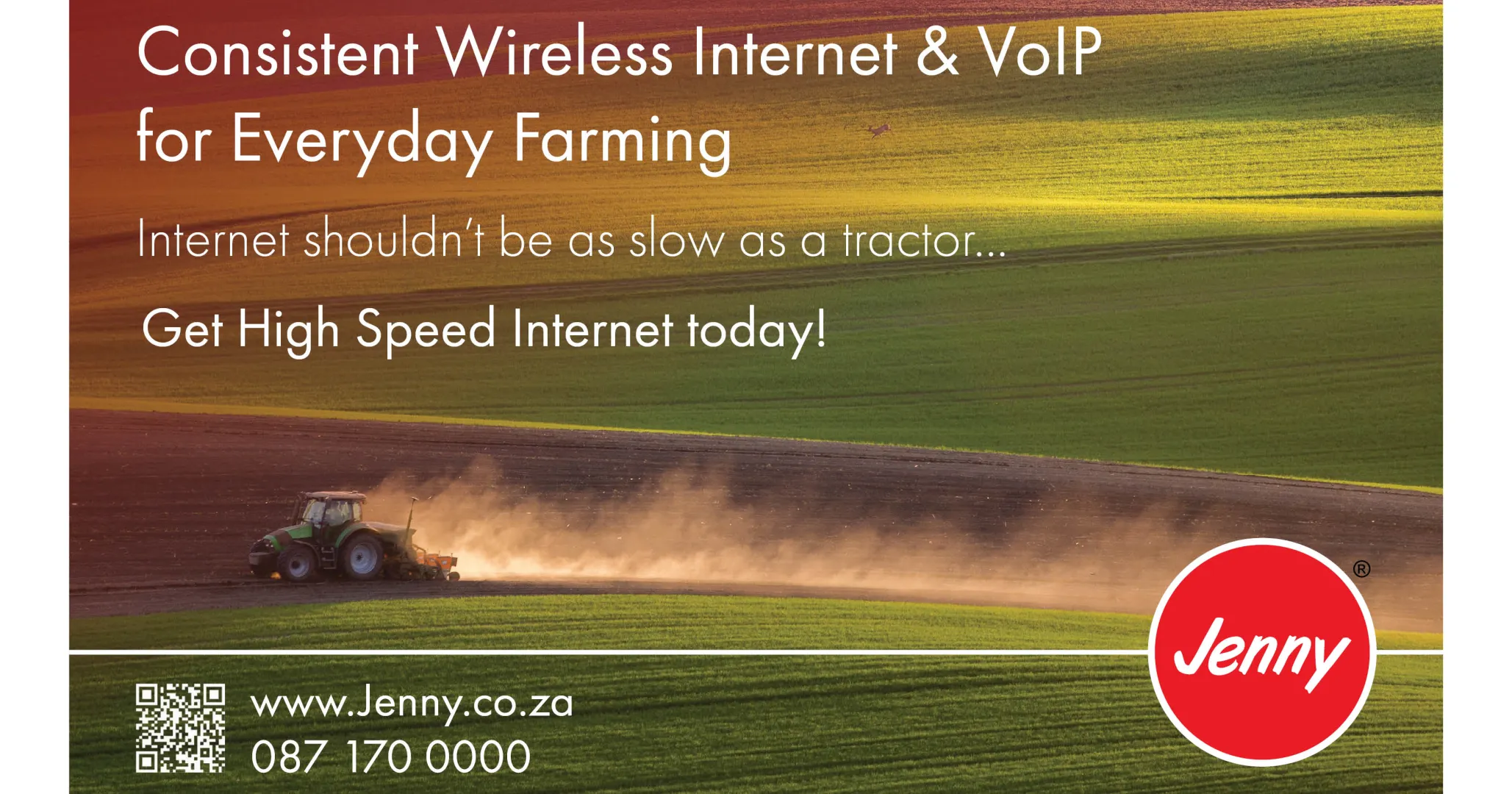 Internet shouldn't be as slow as a tractor... Get high speed internet today! | Jenny Internet