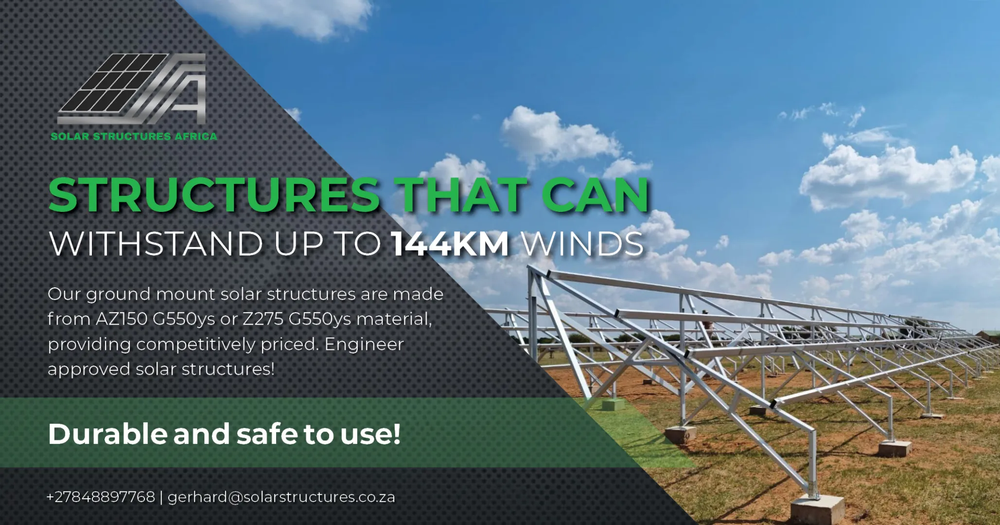 Structures that can withstand up to 144KM winds | Solar Structures Africa