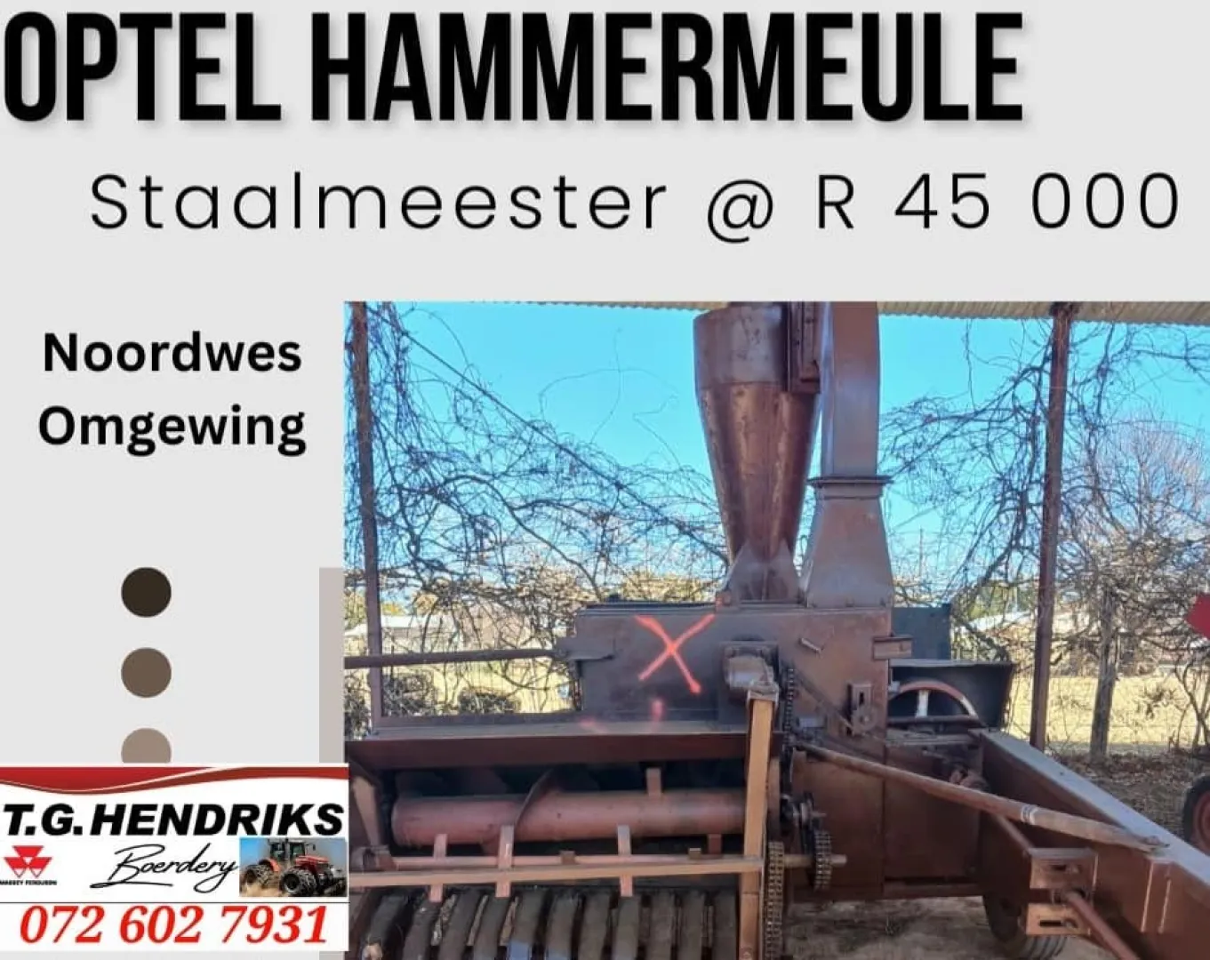 Optel hammermeule | T.G Hendriks boerdery