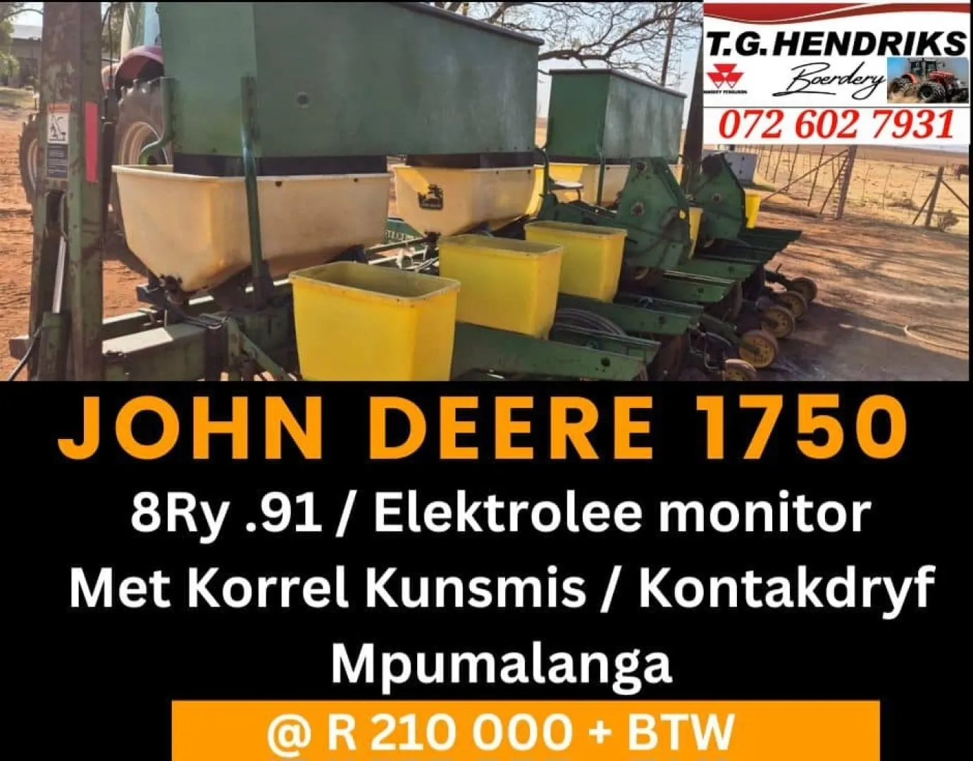 John Deere 1750, 8ry.91 | T.G Hendriks boerdery