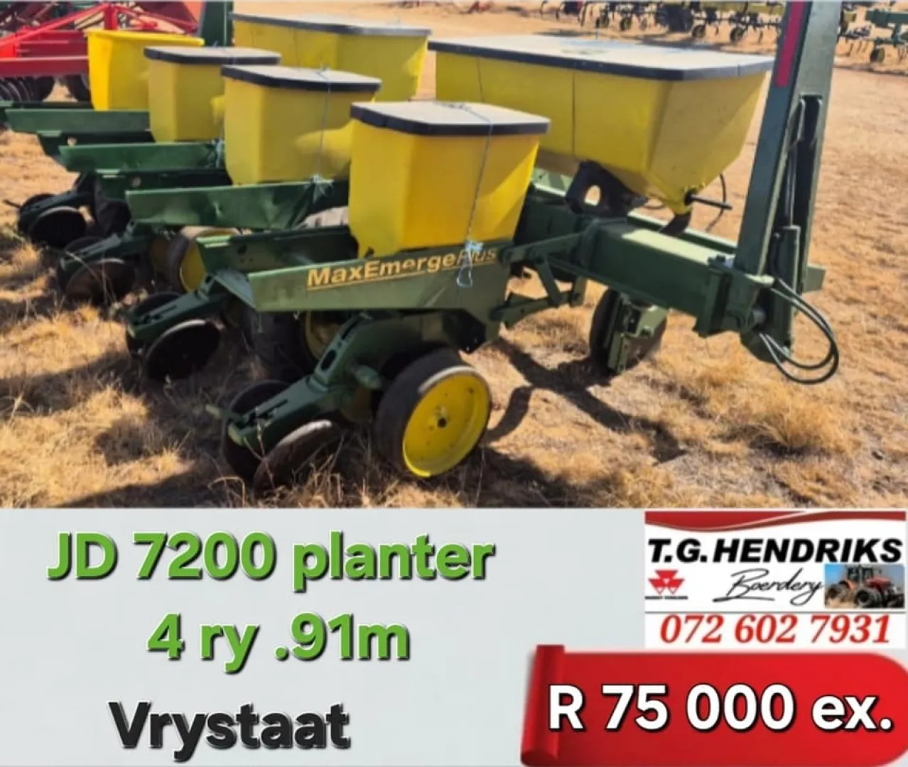John Deere 7200 planter 4ry.91m | T.G Hendriks boerdery