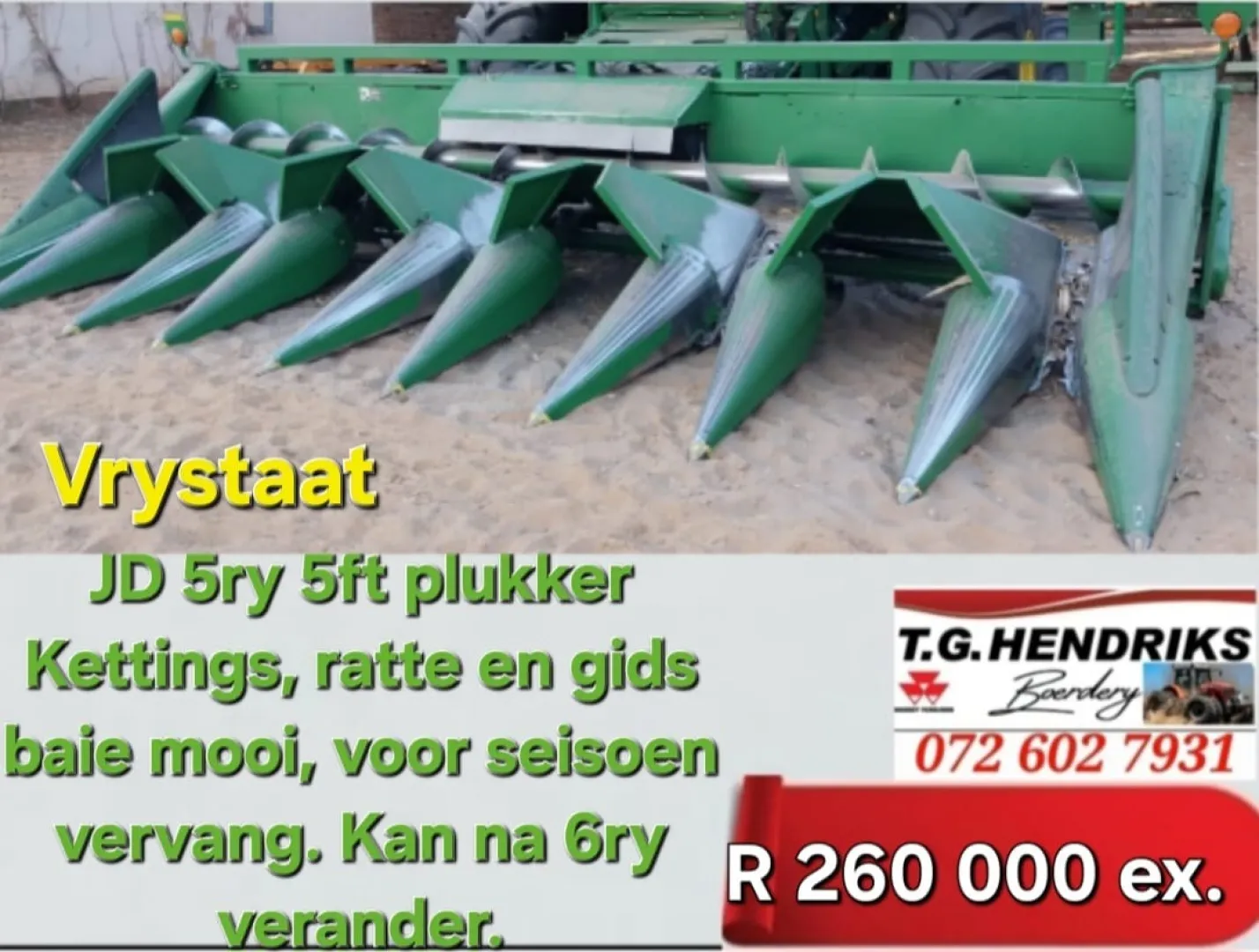 John Deere 5ry 5ft plukker | T.G Hendriks boerdery