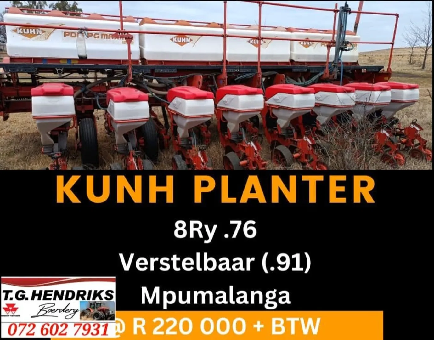 Kuhn planter 8ry .76 | T.G. Hendriks Boerdery