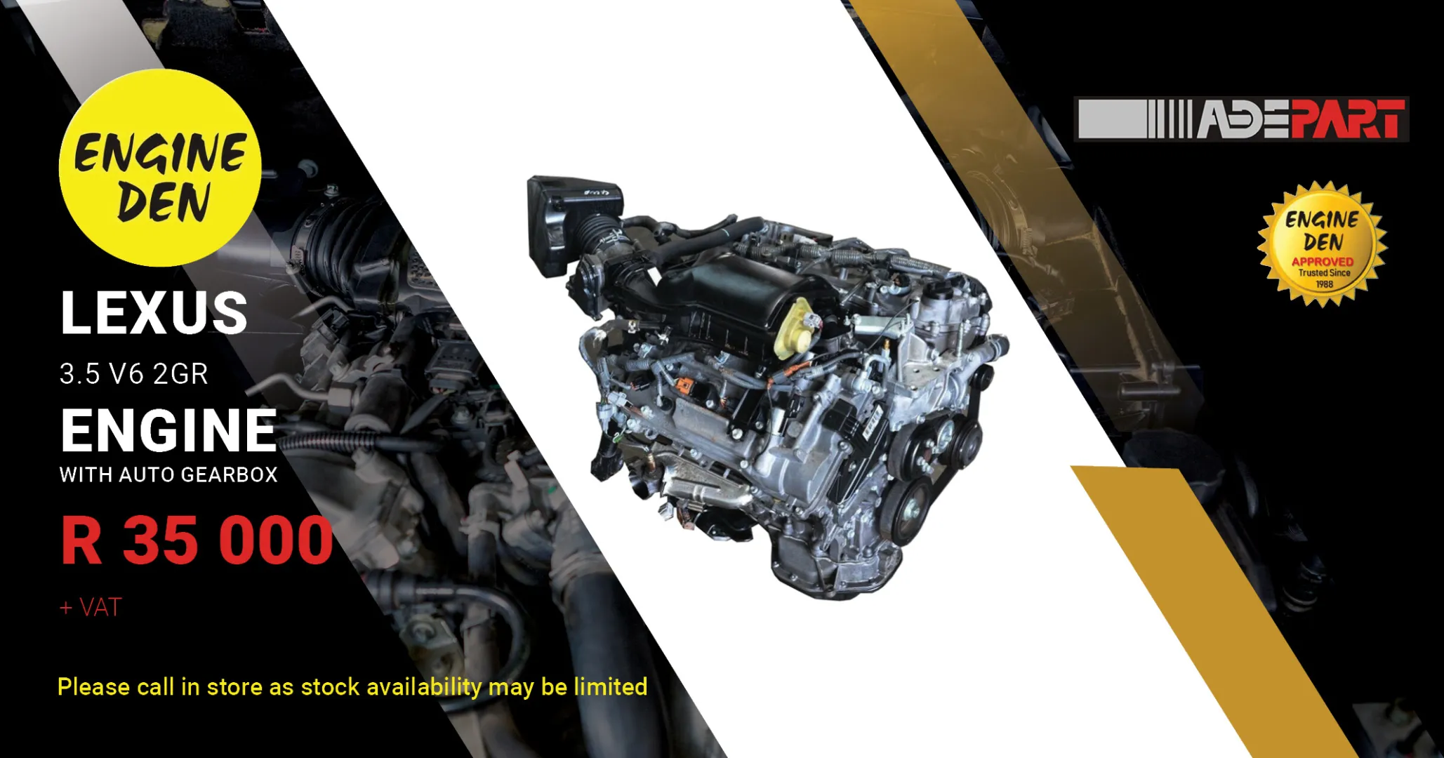Lexus 3.5 V6 2GR Engine with auto gearbox | Engine Den