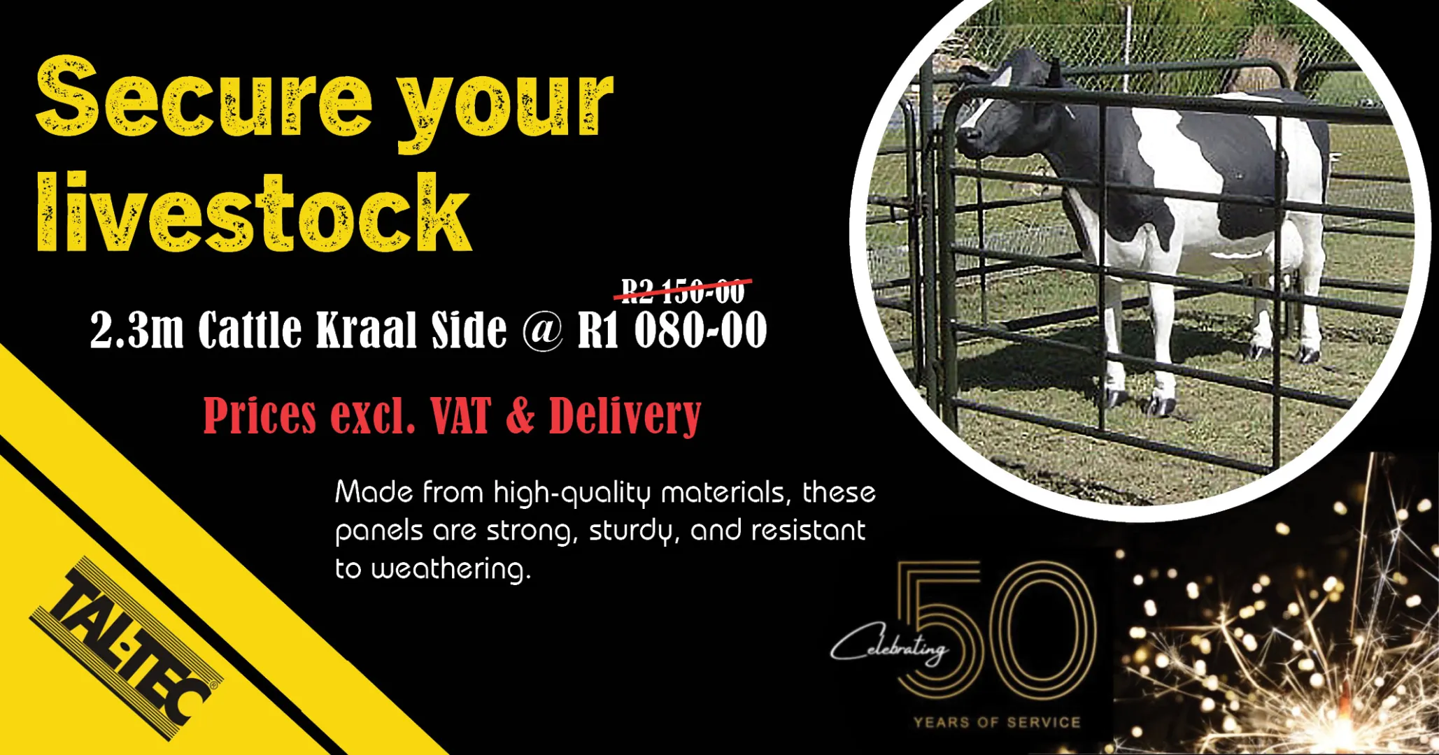 Secure your livestock with 2.3m cattle kraal side | Tal-Tec