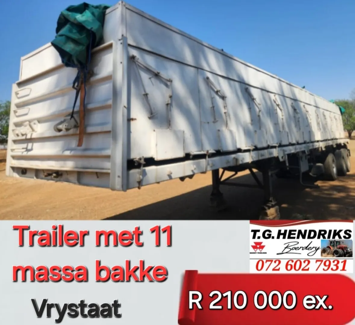 Trailer met 11 massa bakke | T.G. Hendriks