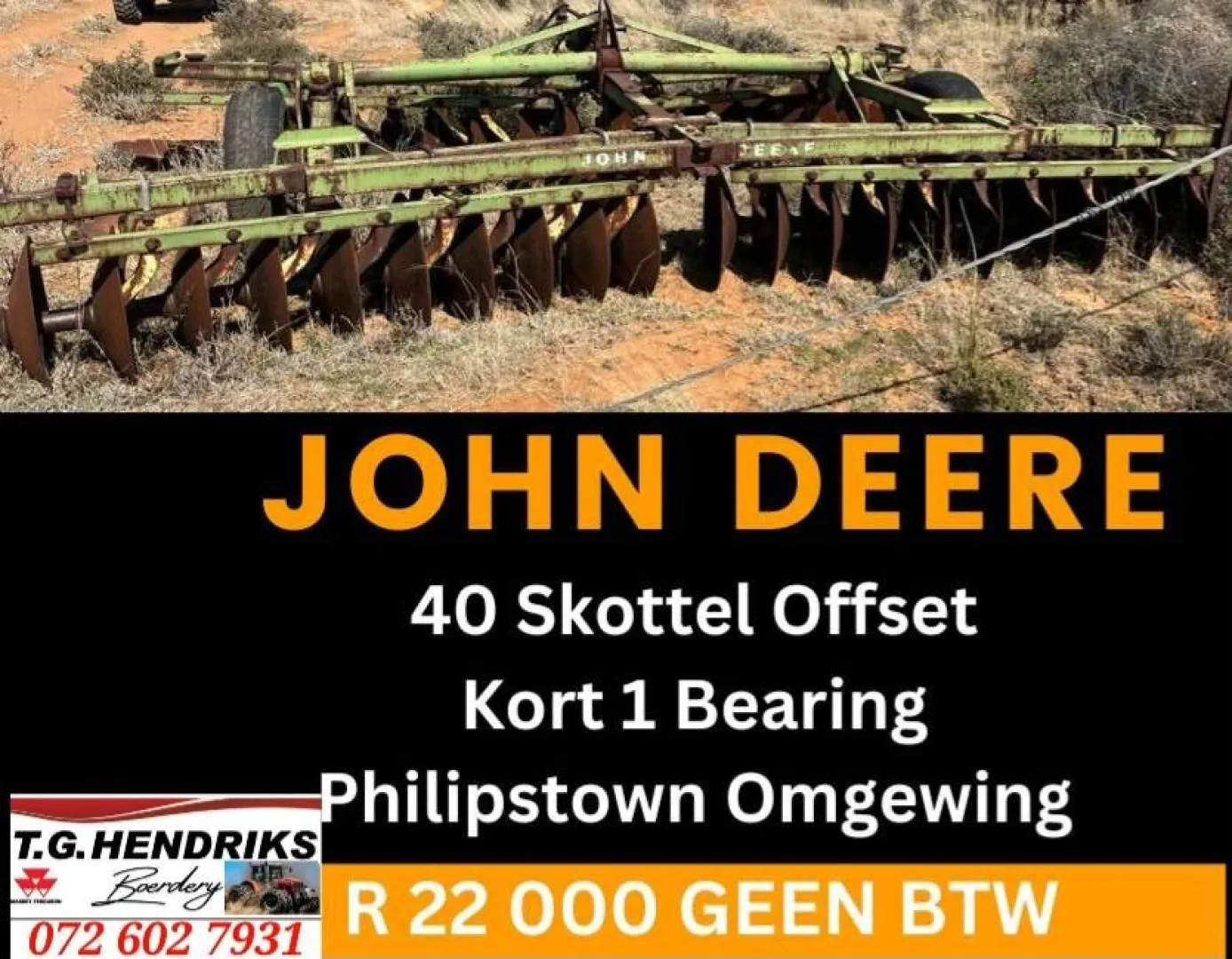 John Deere 40 Skottel offset | T.G Hendriks