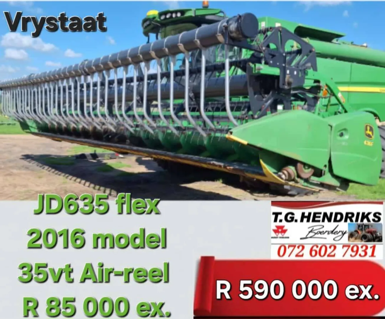 John Deere 635 flex 2016 model | T.G Hendriks
