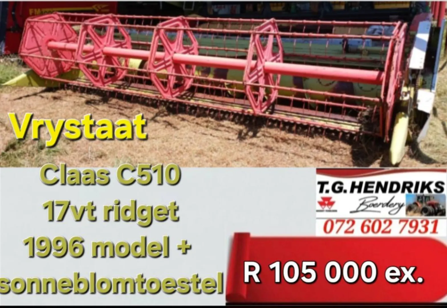 Claas C510 17 vt ridget 1996 model | T.G Hendriks