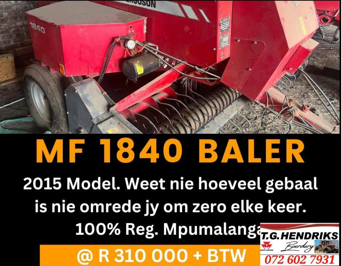 Massey Ferguson 1840 Baler | T.G Hendriks