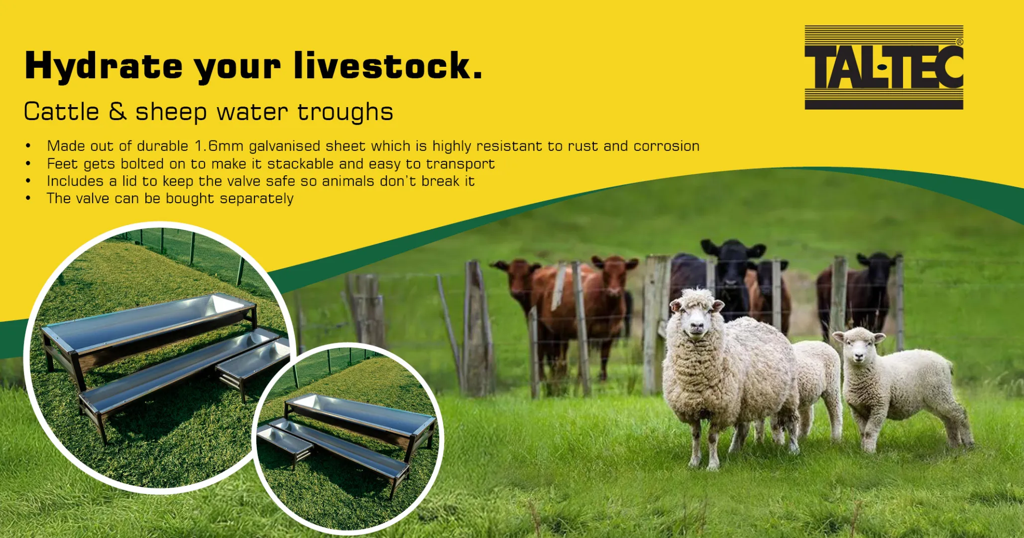 Hydrate your livestock | Cattle &amp; sheep water troughs | Tal-Tec